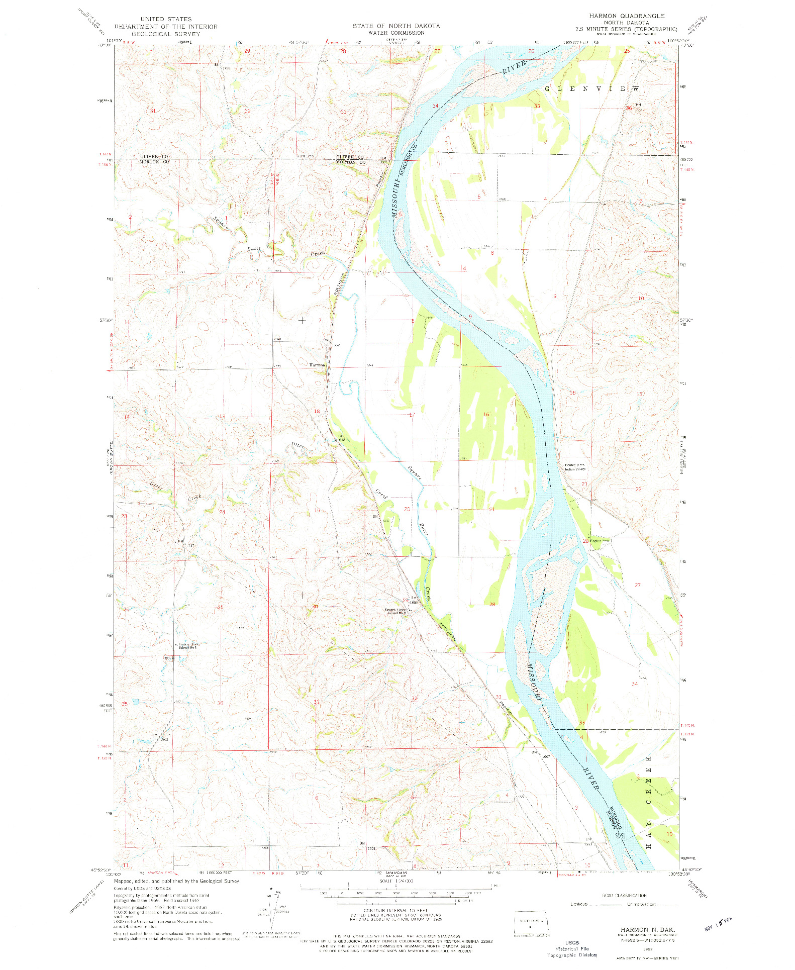 USGS 1:24000-SCALE QUADRANGLE FOR HARMON, ND 1962