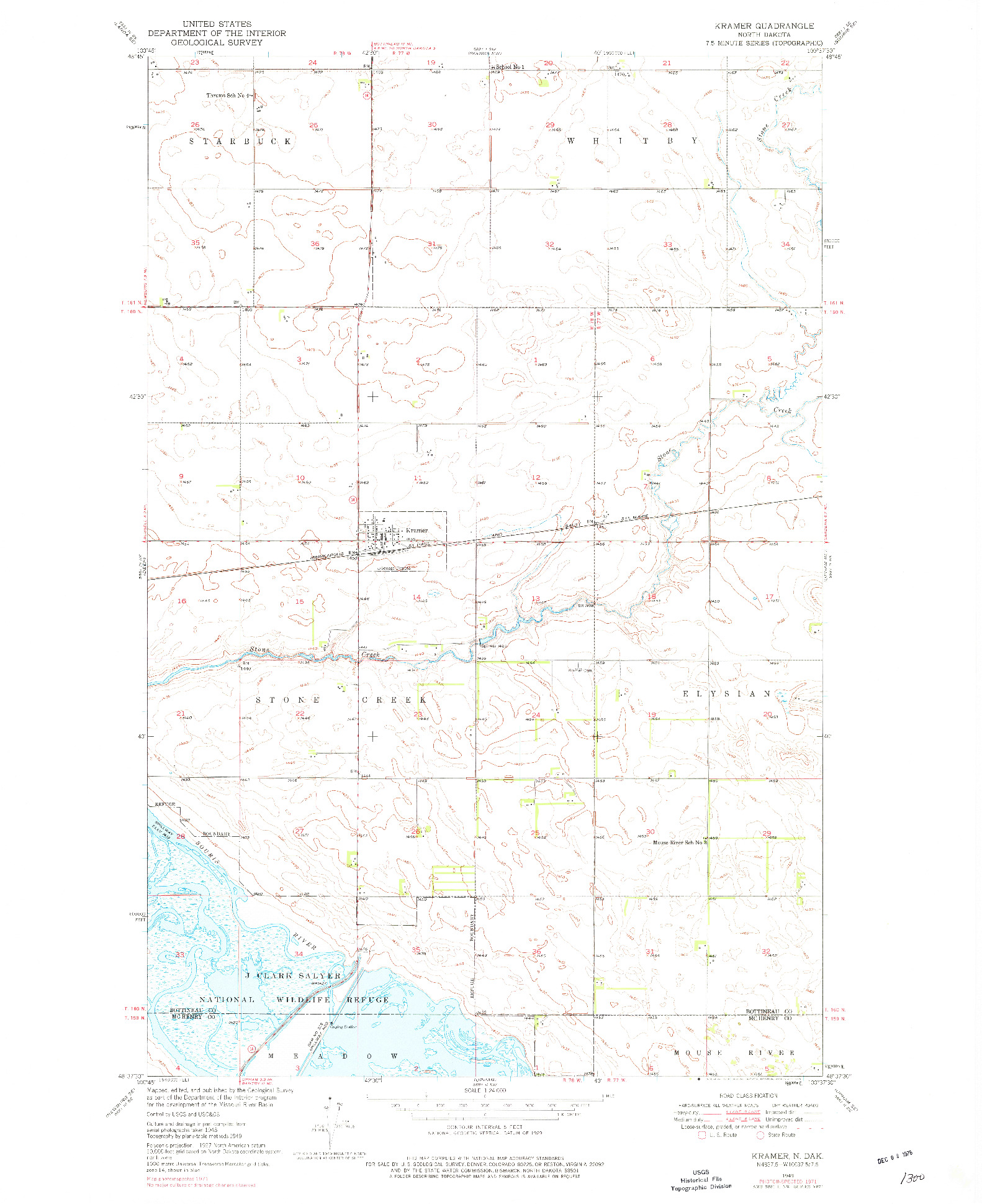 USGS 1:24000-SCALE QUADRANGLE FOR KRAMER, ND 1949