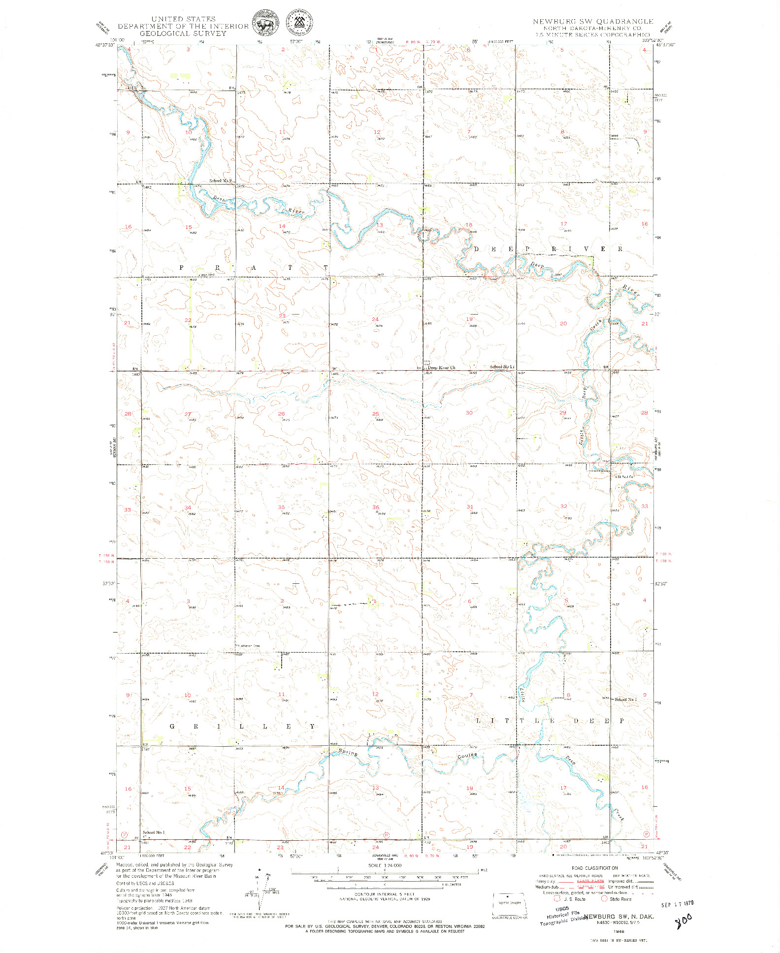 USGS 1:24000-SCALE QUADRANGLE FOR NEWBURG SW, ND 1948