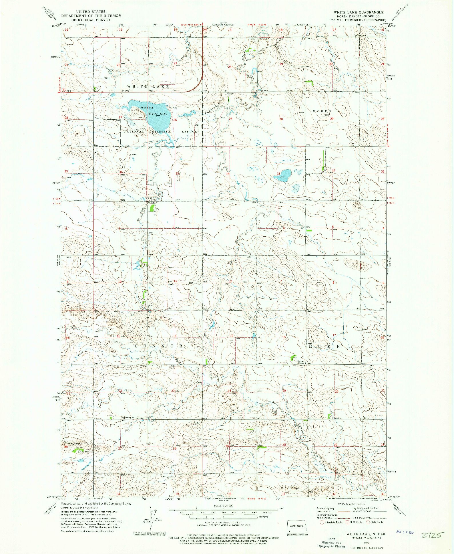 USGS 1:24000-SCALE QUADRANGLE FOR WHITE LAKE, ND 1973