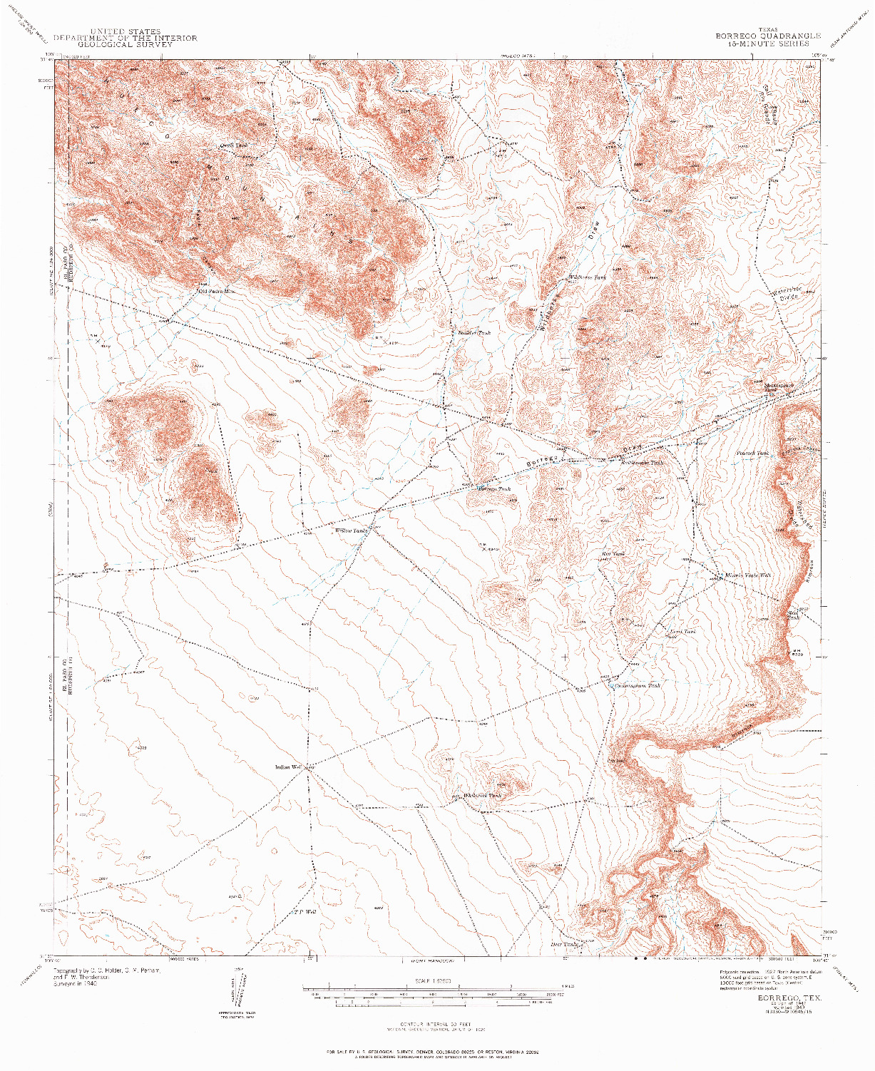 USGS 1:62500-SCALE QUADRANGLE FOR BORREGO, TX 1942
