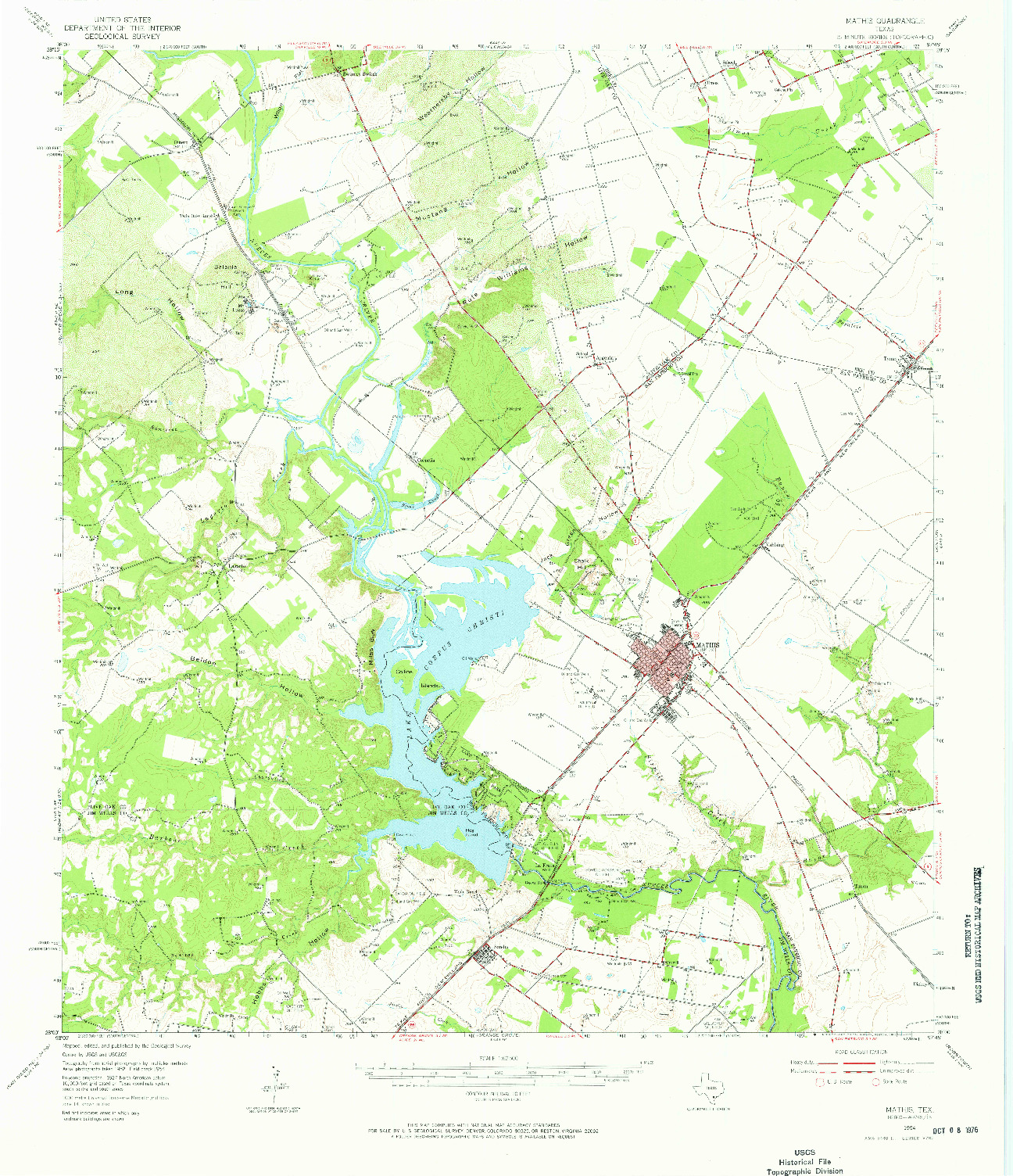 USGS 1:62500-SCALE QUADRANGLE FOR MATHIS, TX 1954