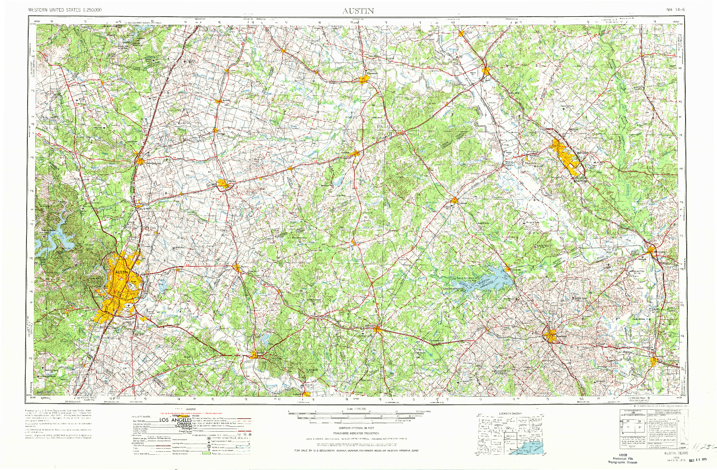 USGS 1:250000-SCALE QUADRANGLE FOR AUSTIN, TX 1954