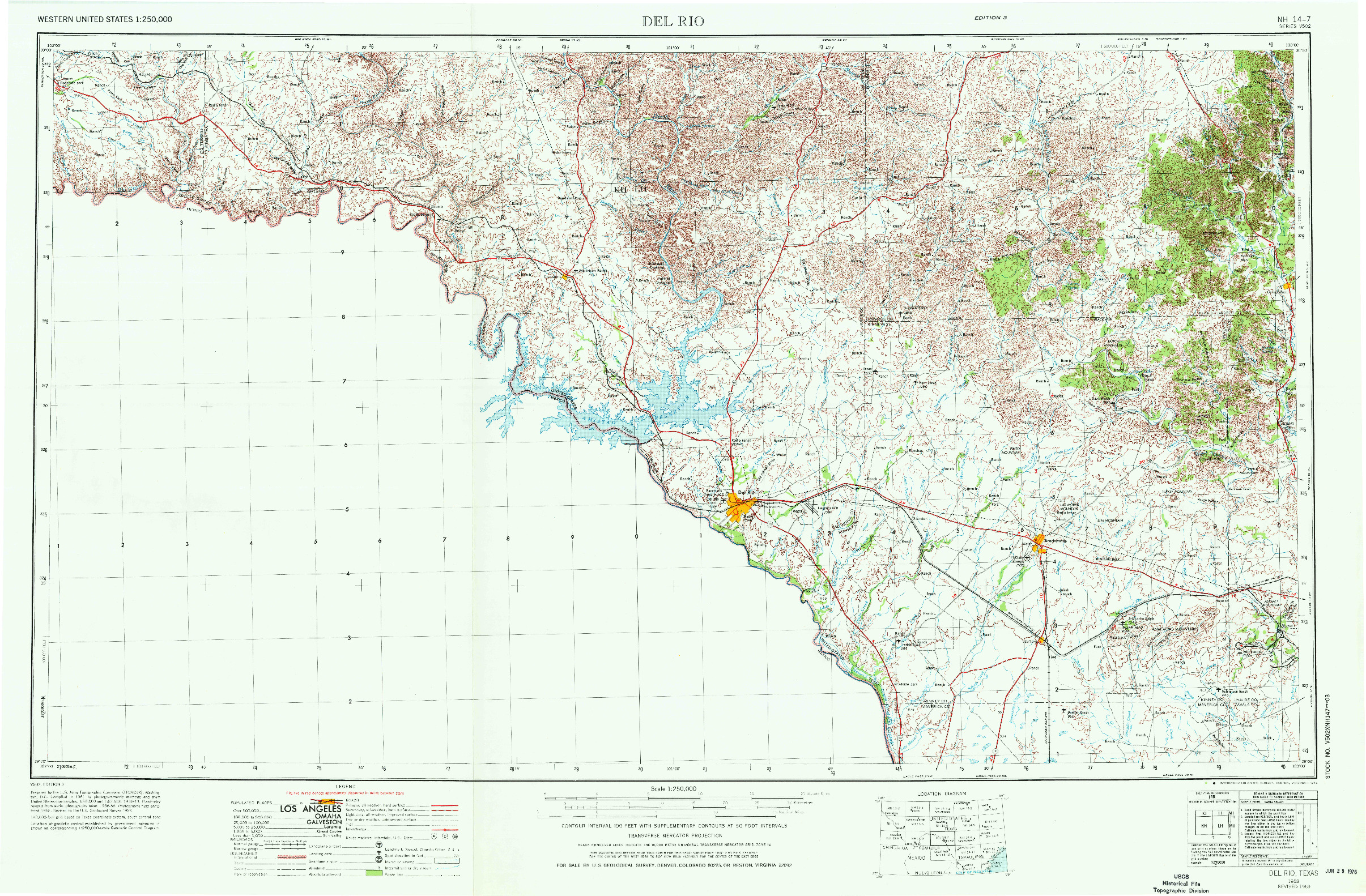 USGS 1:250000-SCALE QUADRANGLE FOR DEL RIO, TX 1958