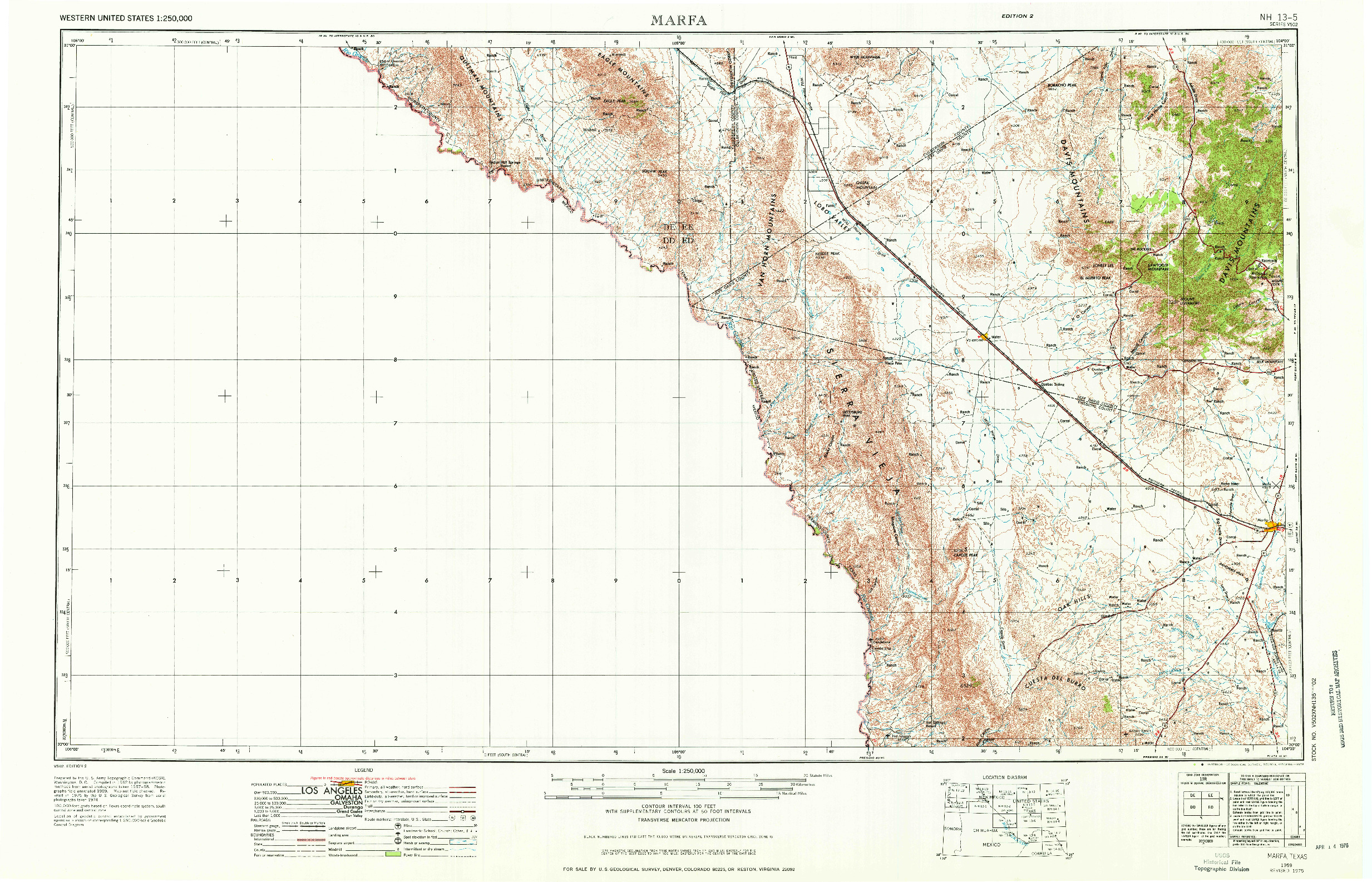 USGS 1:250000-SCALE QUADRANGLE FOR MARFA, TX 1959