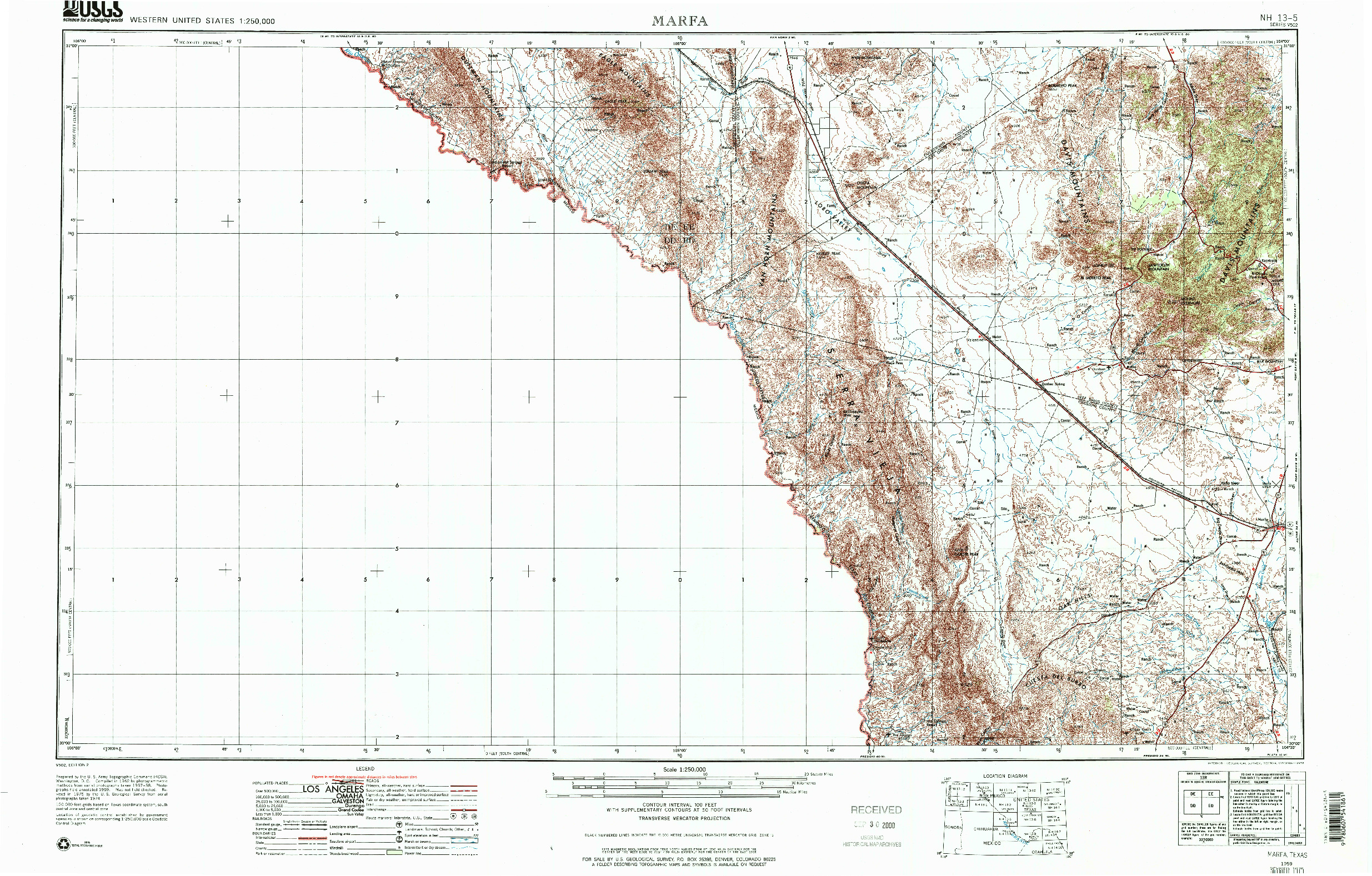 USGS 1:250000-SCALE QUADRANGLE FOR MARFA, TX 1959