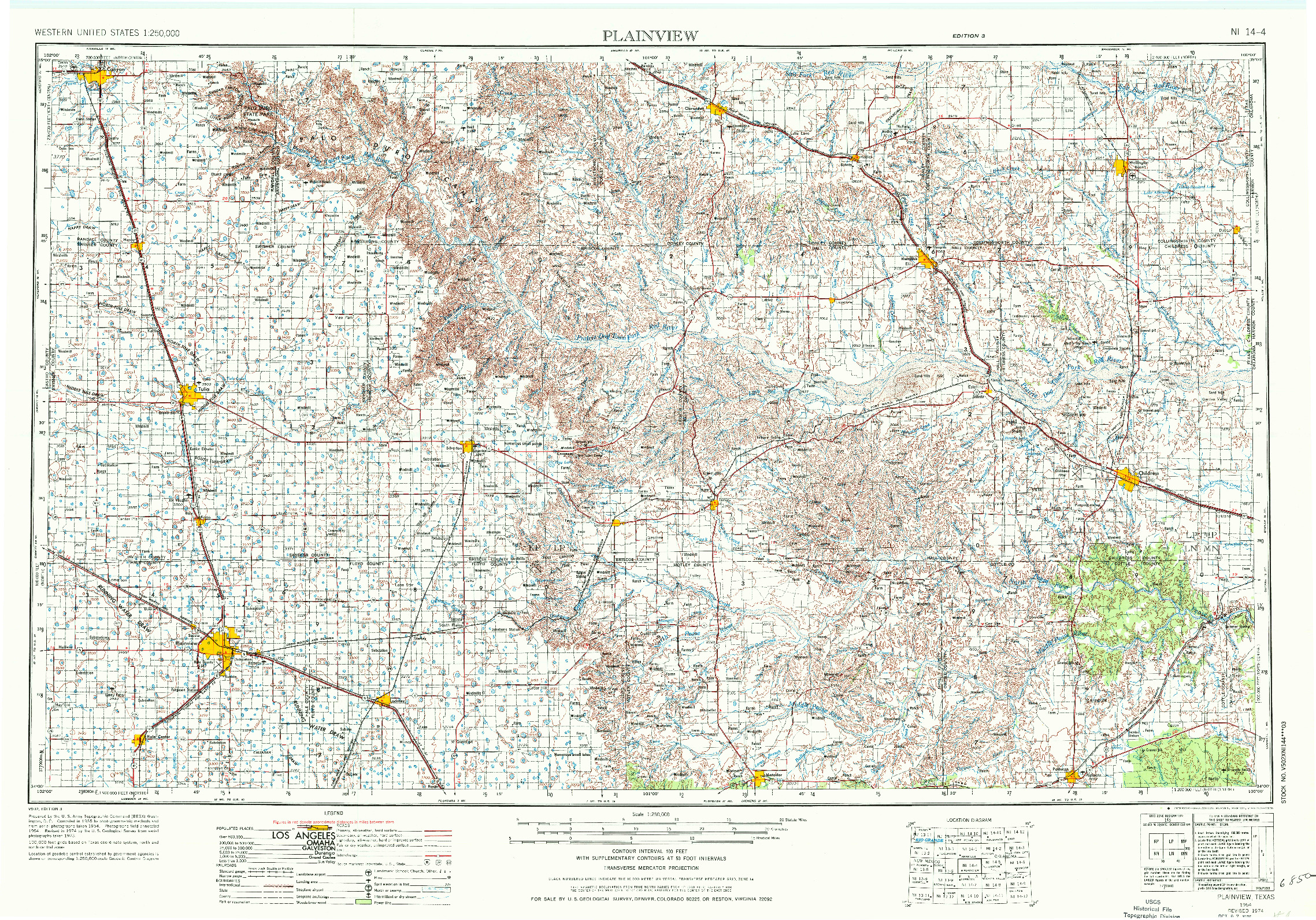 USGS 1:250000-SCALE QUADRANGLE FOR PLAINVIEW, TX 1954