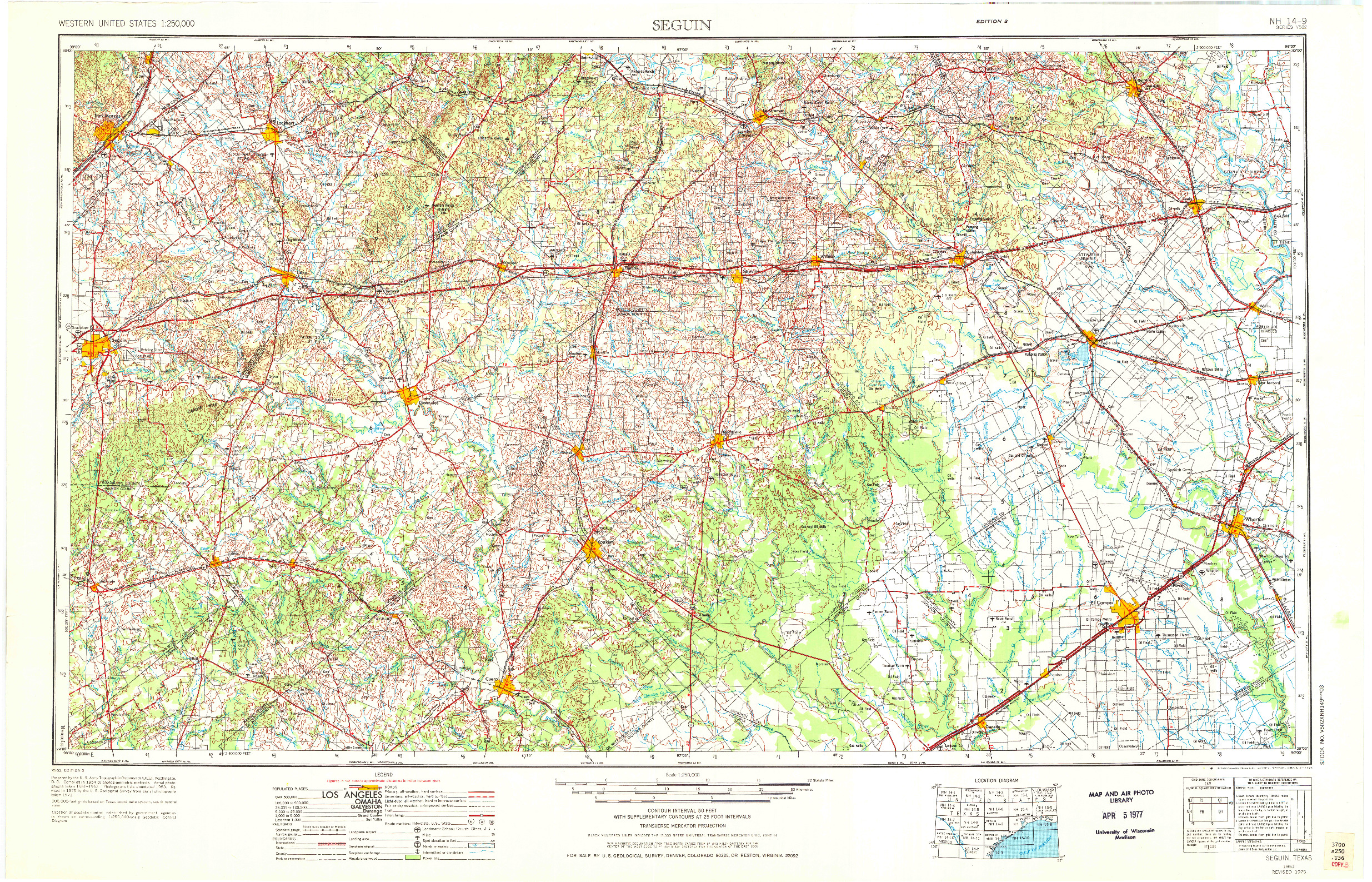 USGS 1:250000-SCALE QUADRANGLE FOR SEGUIN, TX 1953