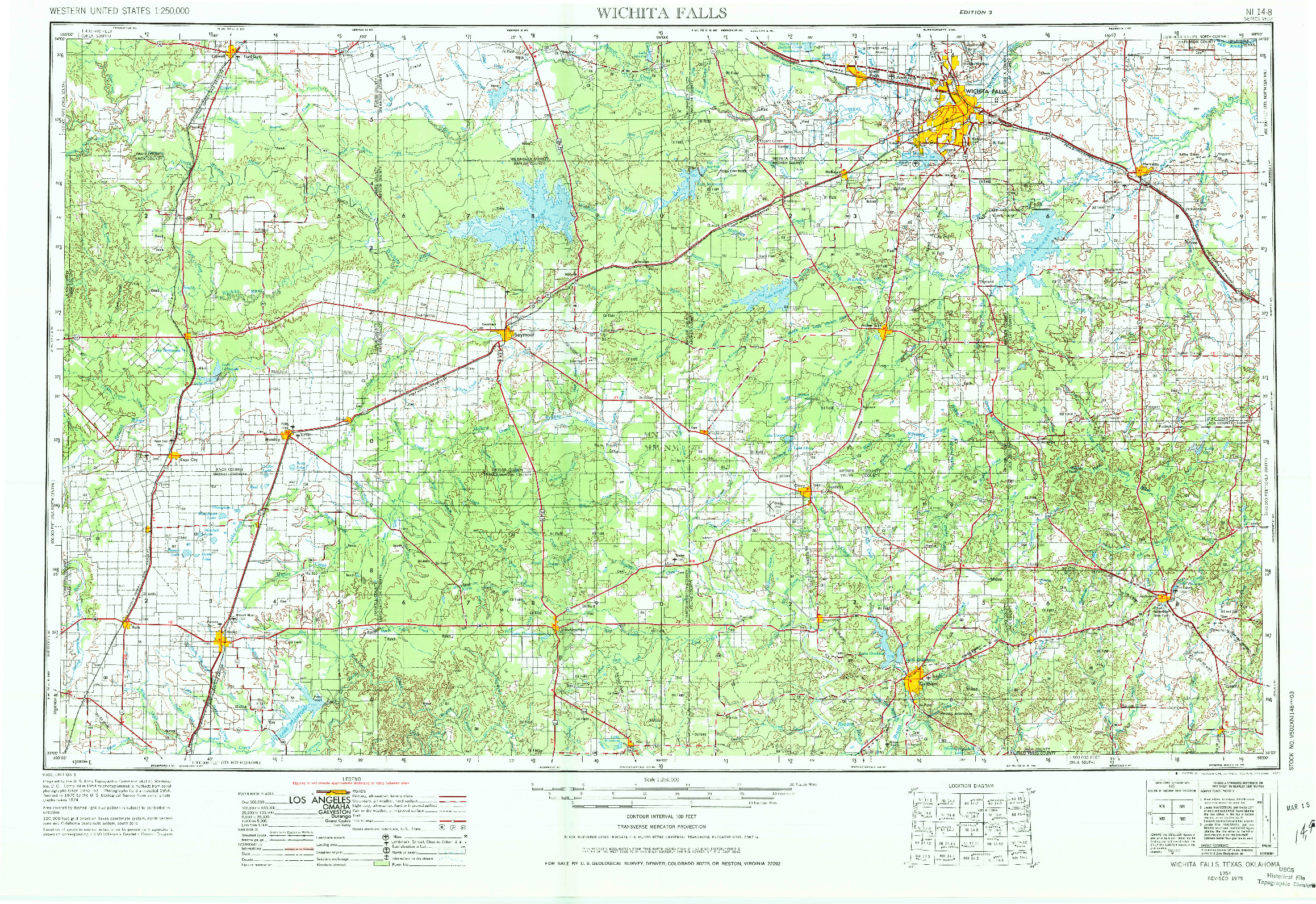 USGS 1:250000-SCALE QUADRANGLE FOR WICHITA FALLS, TX 1954