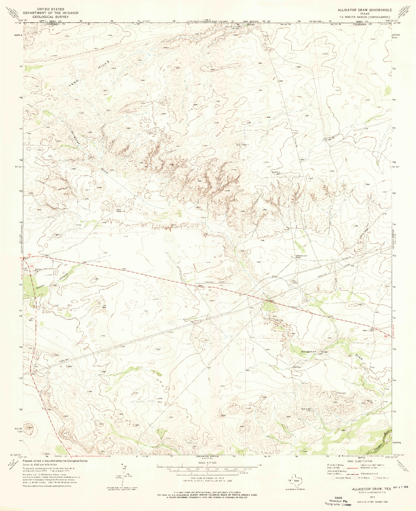 USGS 1:24000-SCALE QUADRANGLE FOR ALLIGATOR DRAW, TX 1973