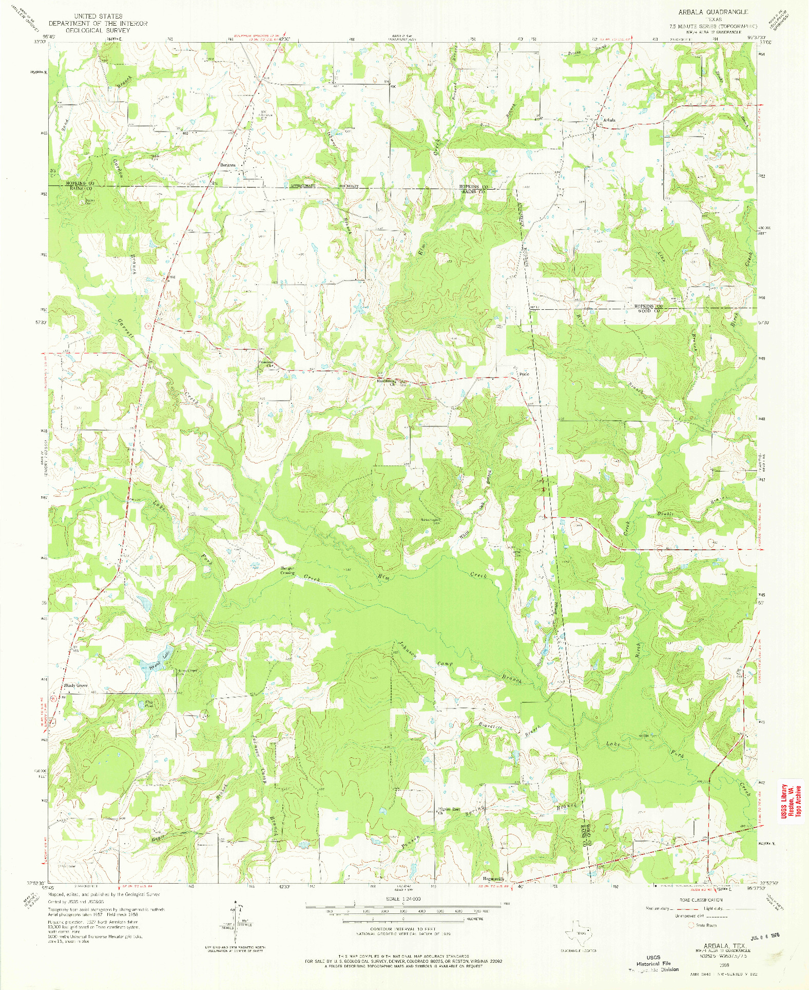 USGS 1:24000-SCALE QUADRANGLE FOR ARBALA, TX 1958