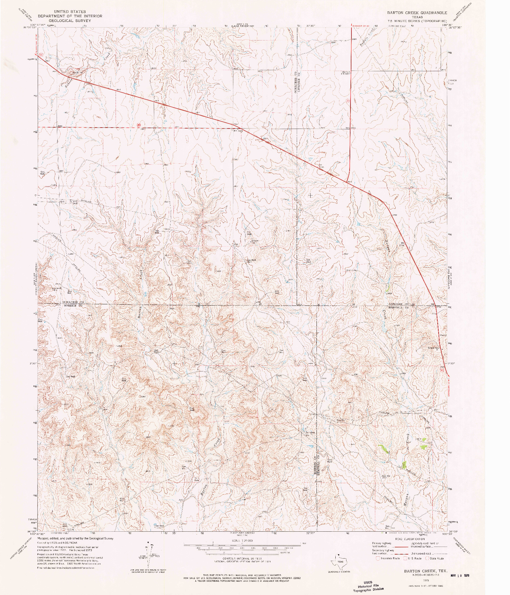 USGS 1:24000-SCALE QUADRANGLE FOR BARTON CREEK, TX 1973