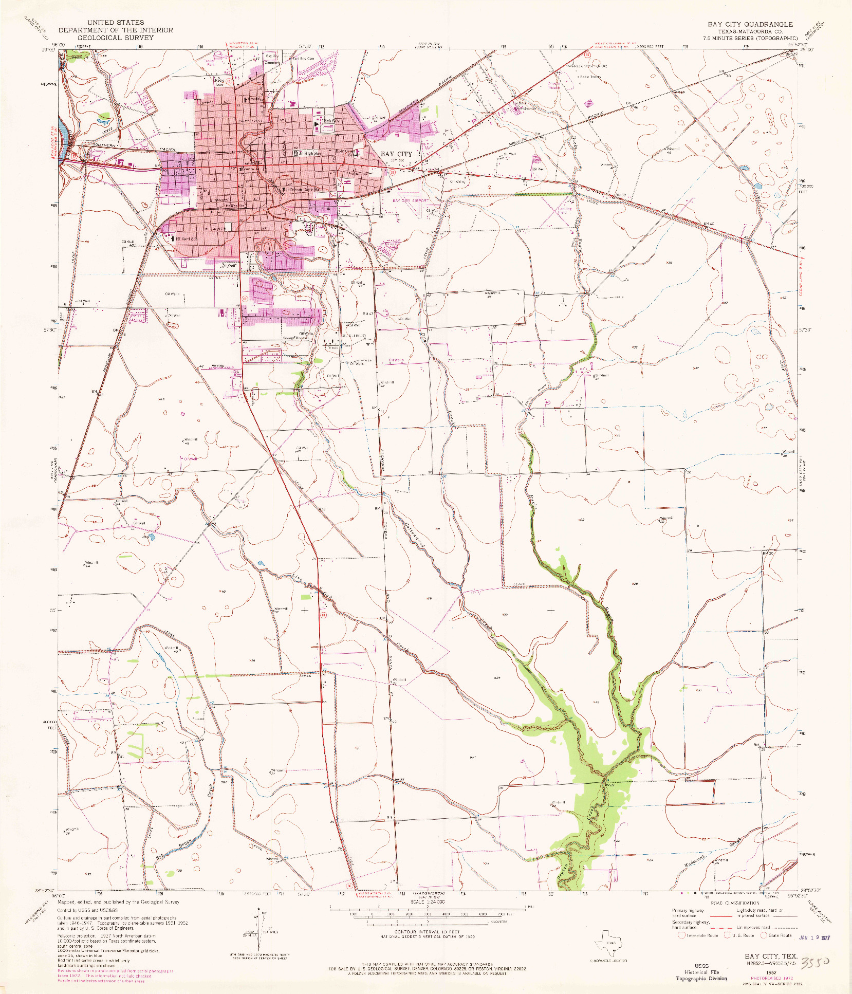USGS 1:24000-SCALE QUADRANGLE FOR BAY CITY, TX 1952