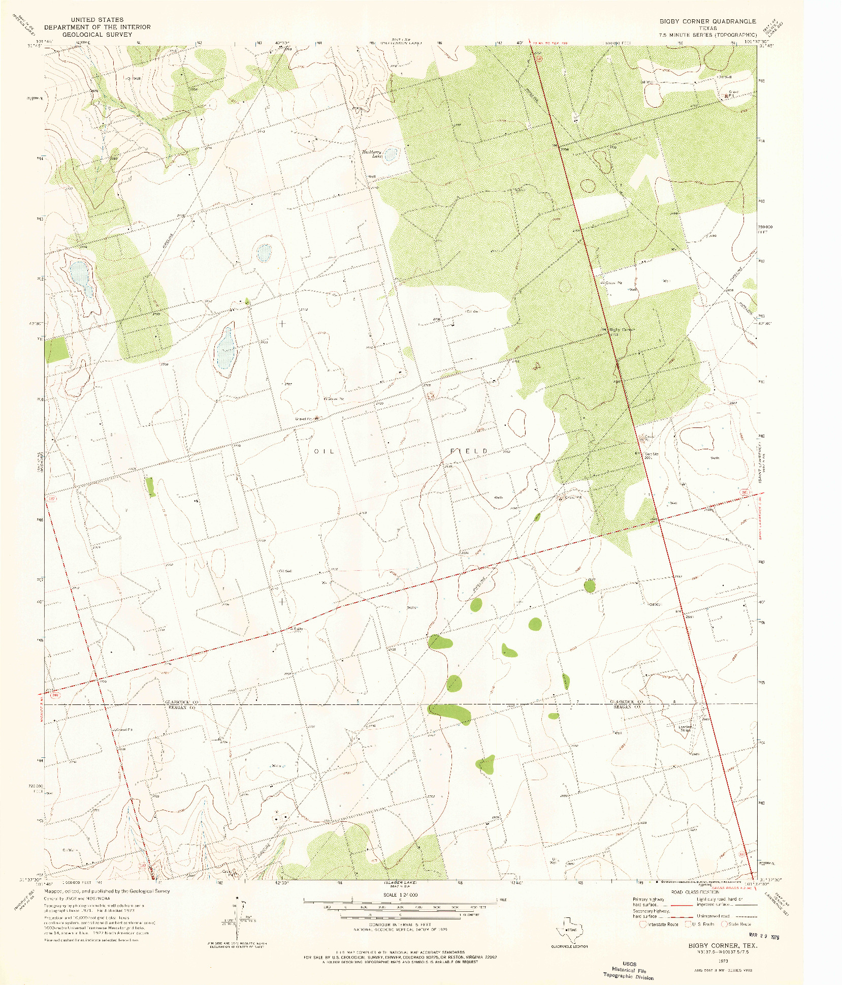 USGS 1:24000-SCALE QUADRANGLE FOR BIGBY CORNER, TX 1973