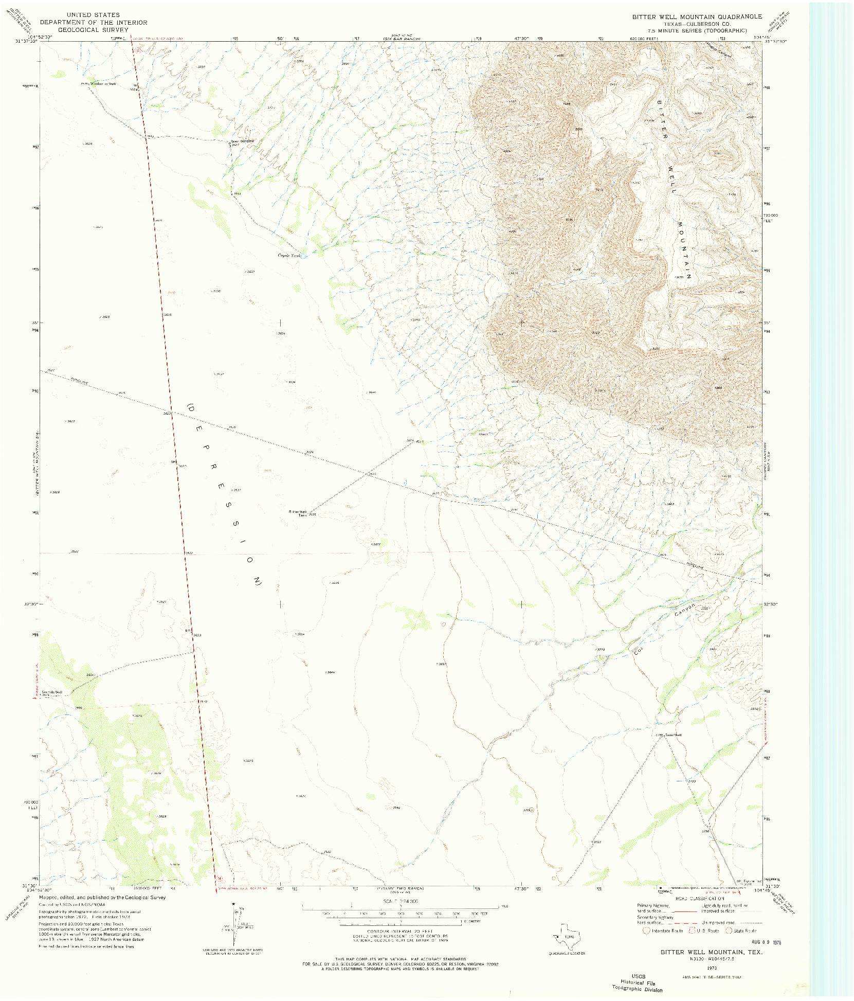 USGS 1:24000-SCALE QUADRANGLE FOR BITTER WELL MOUNTAIN, TX 1973