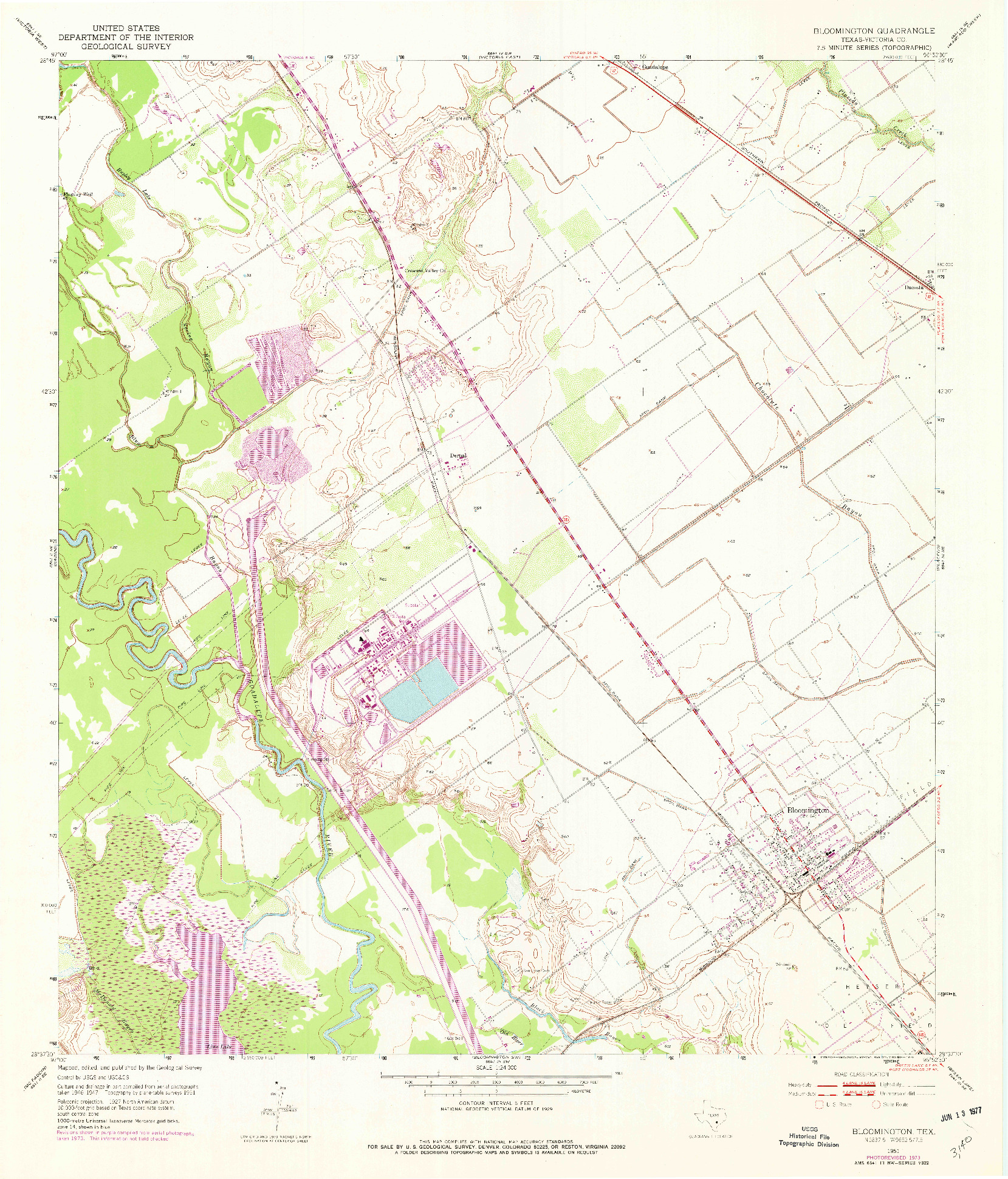 USGS 1:24000-SCALE QUADRANGLE FOR BLOOMINGTON, TX 1951