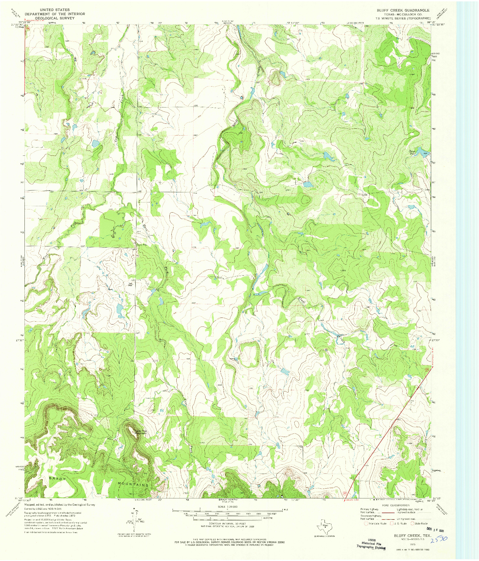 USGS 1:24000-SCALE QUADRANGLE FOR BLUFF CREEK, TX 1973