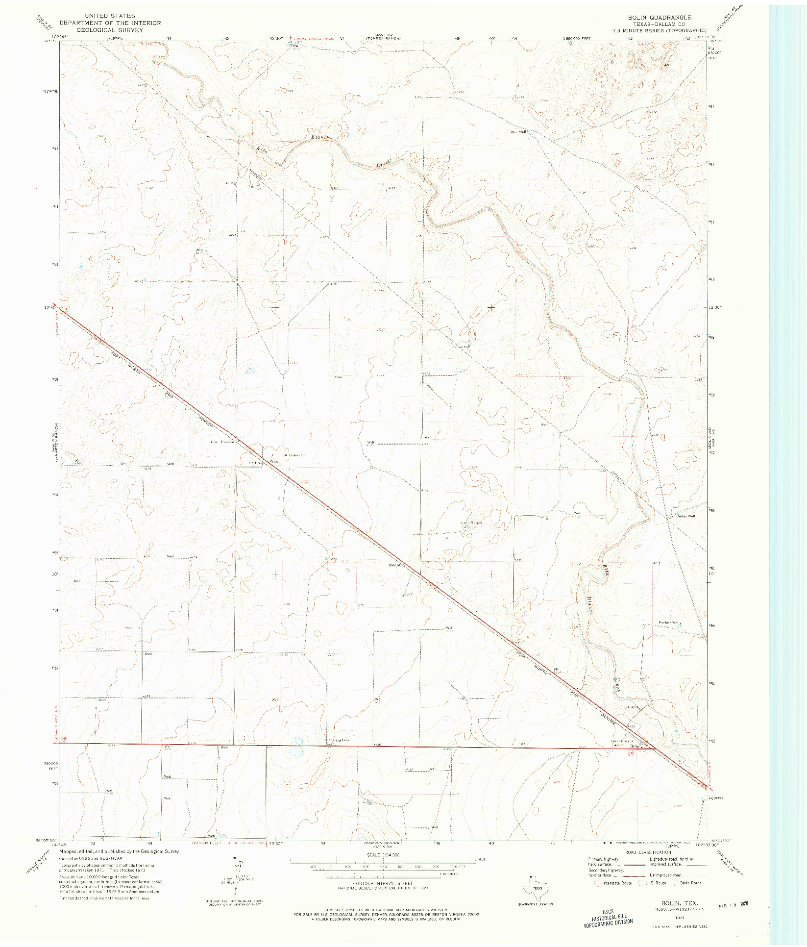 USGS 1:24000-SCALE QUADRANGLE FOR BOLIN, TX 1973