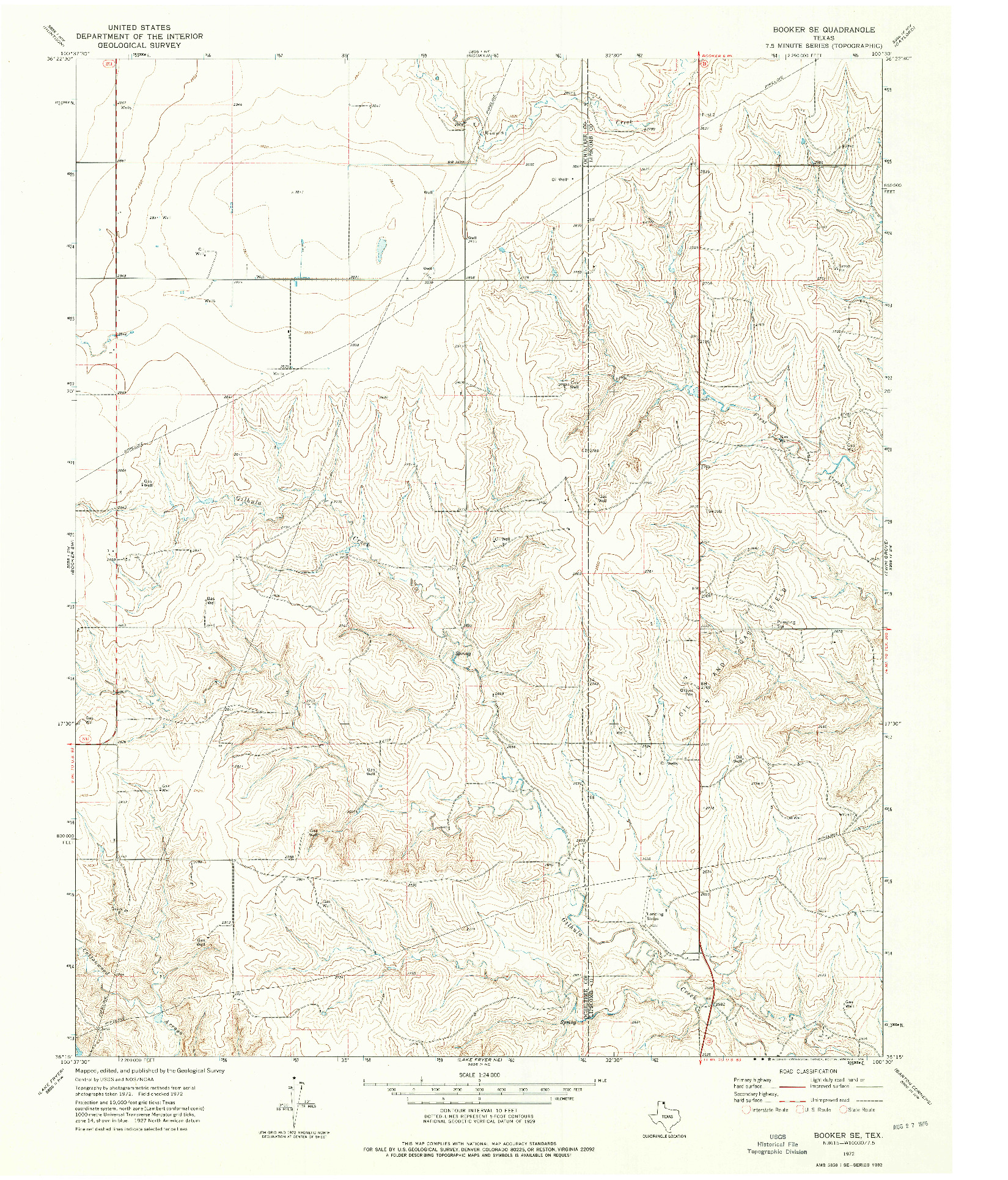 USGS 1:24000-SCALE QUADRANGLE FOR BOOKER SE, TX 1972