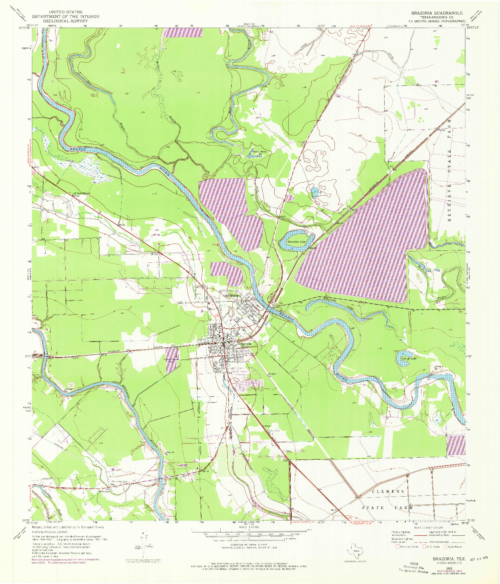 USGS 1:24000-SCALE QUADRANGLE FOR BRAZORIA, TX 1952