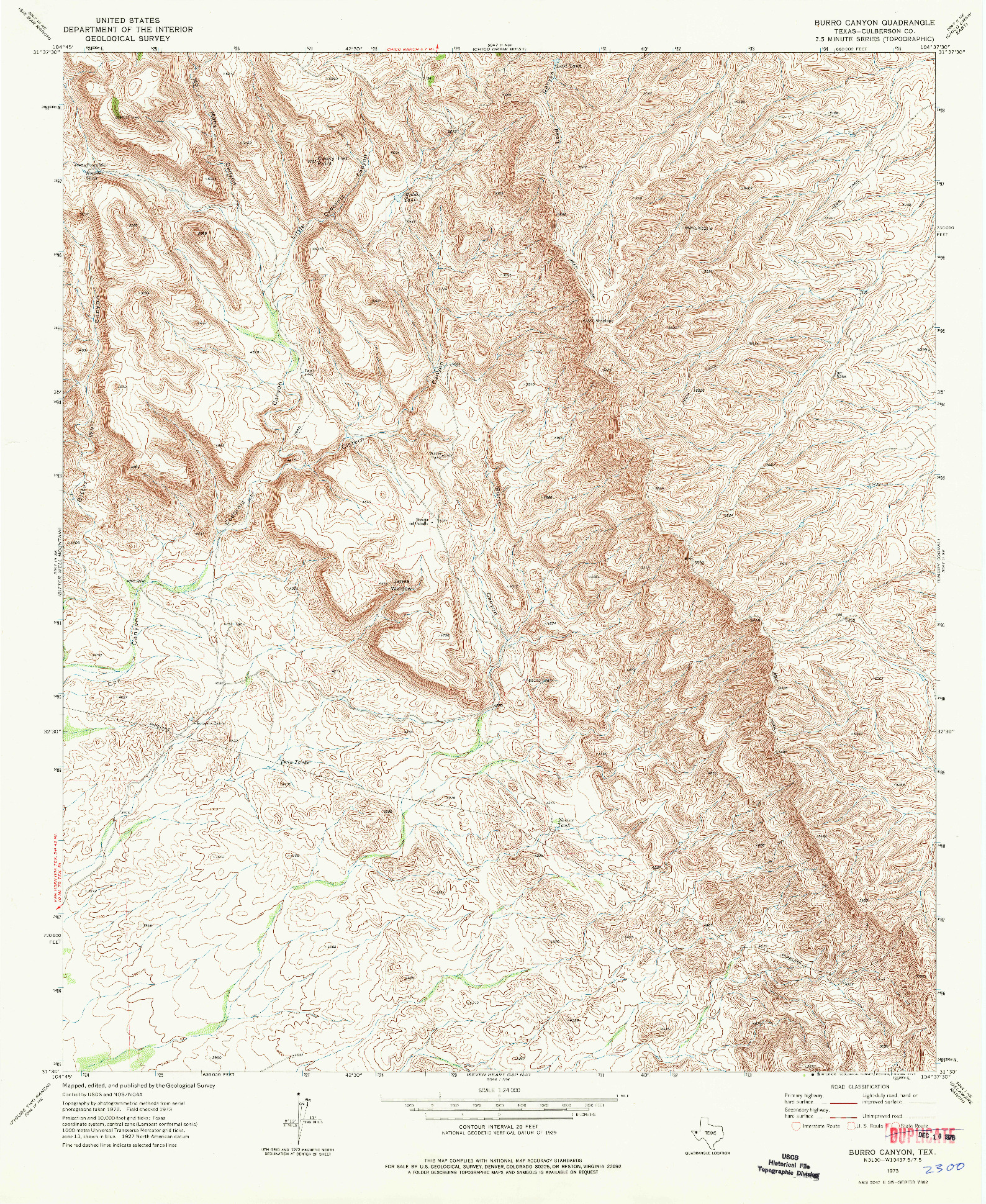 USGS 1:24000-SCALE QUADRANGLE FOR BURRO CANYON, TX 1973