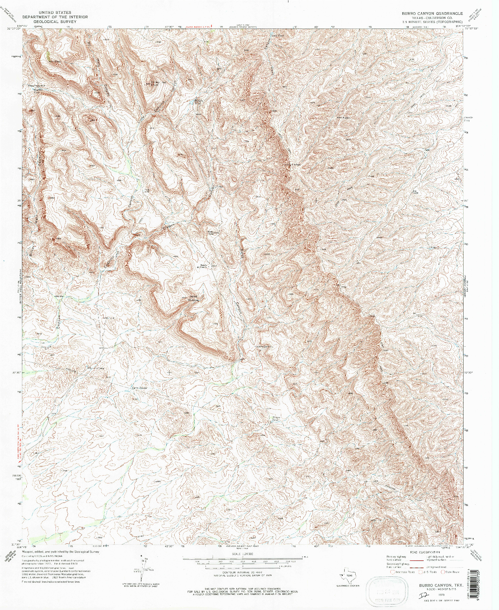 USGS 1:24000-SCALE QUADRANGLE FOR BURRO CANYON, TX 1973