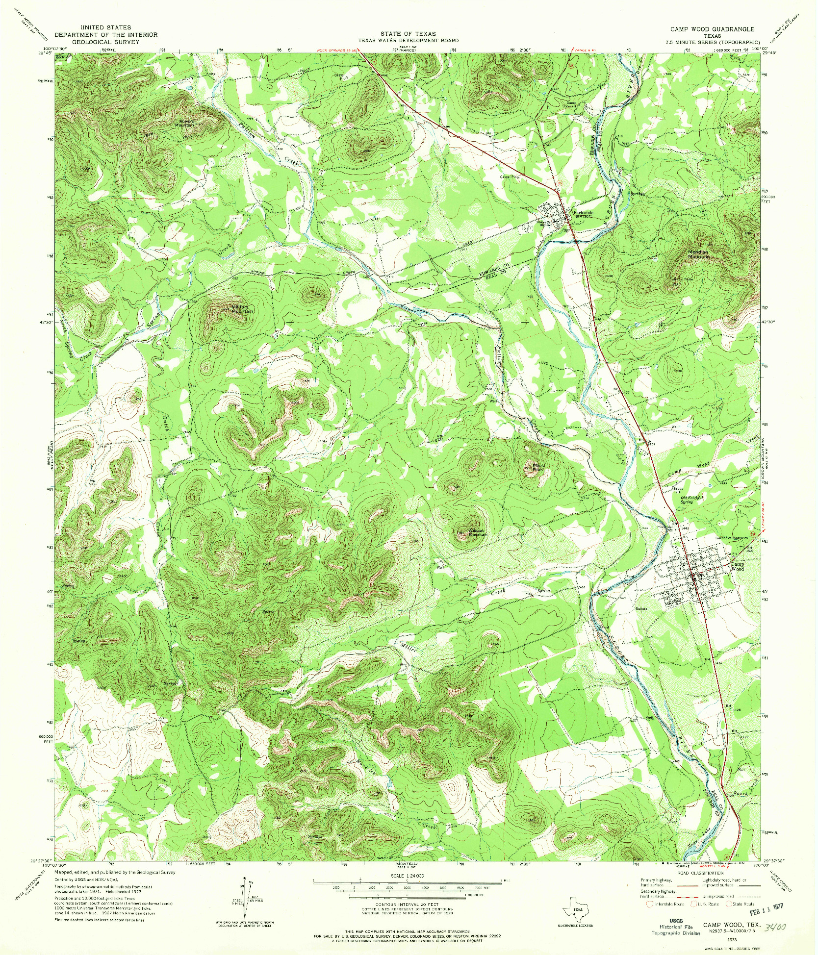 USGS 1:24000-SCALE QUADRANGLE FOR CAMP WOOD, TX 1973