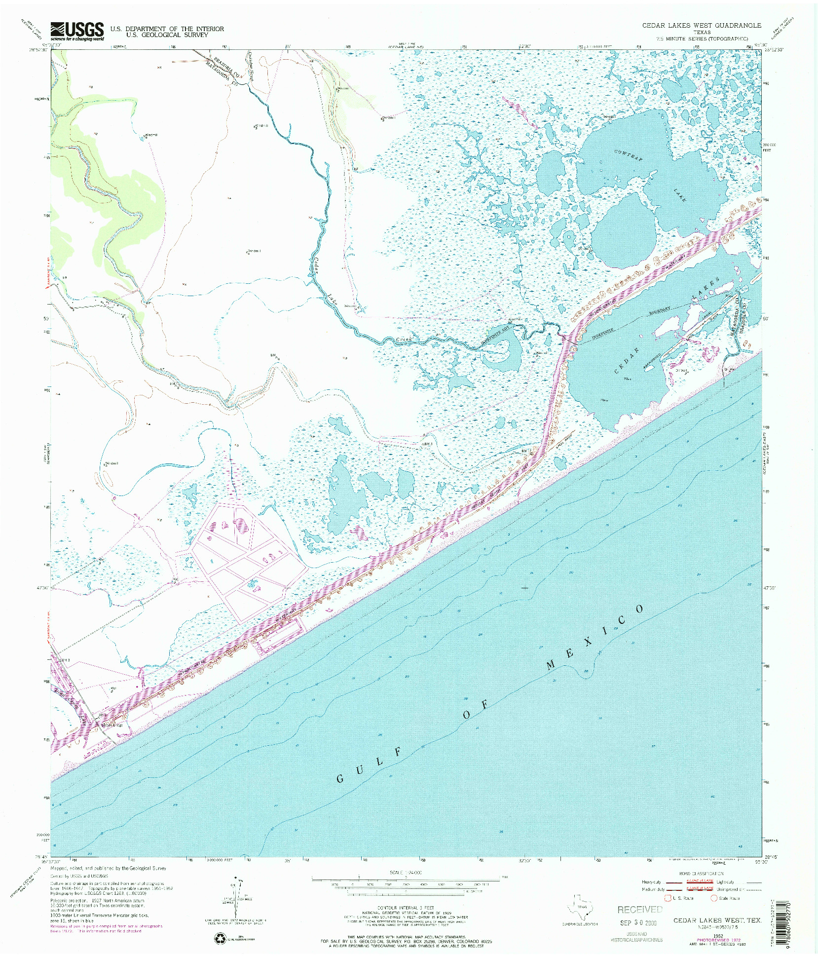 USGS 1:24000-SCALE QUADRANGLE FOR CEDAR LAKES WEST, TX 1952