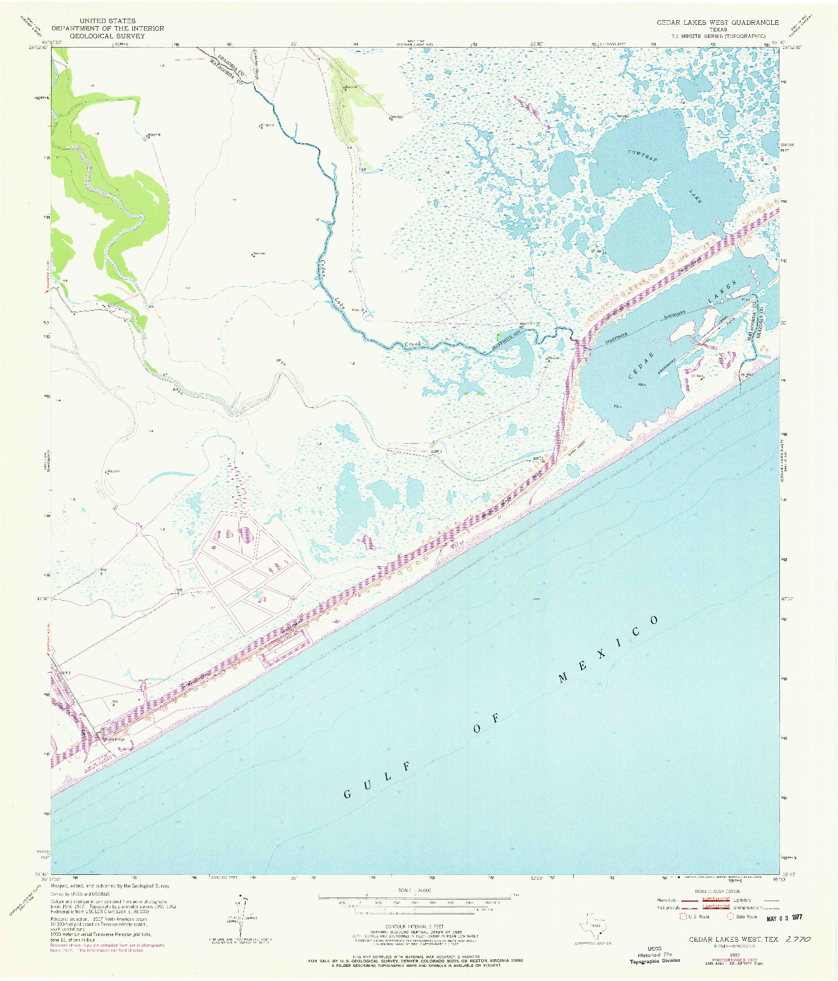 USGS 1:24000-SCALE QUADRANGLE FOR CEDAR LAKES WEST, TX 1952