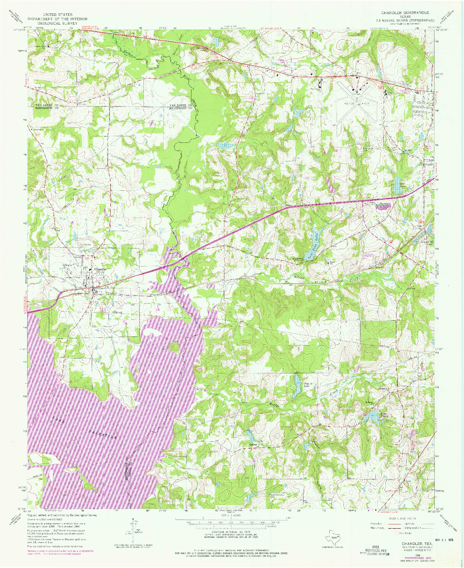 USGS 1:24000-SCALE QUADRANGLE FOR CHANDLER, TX 1966