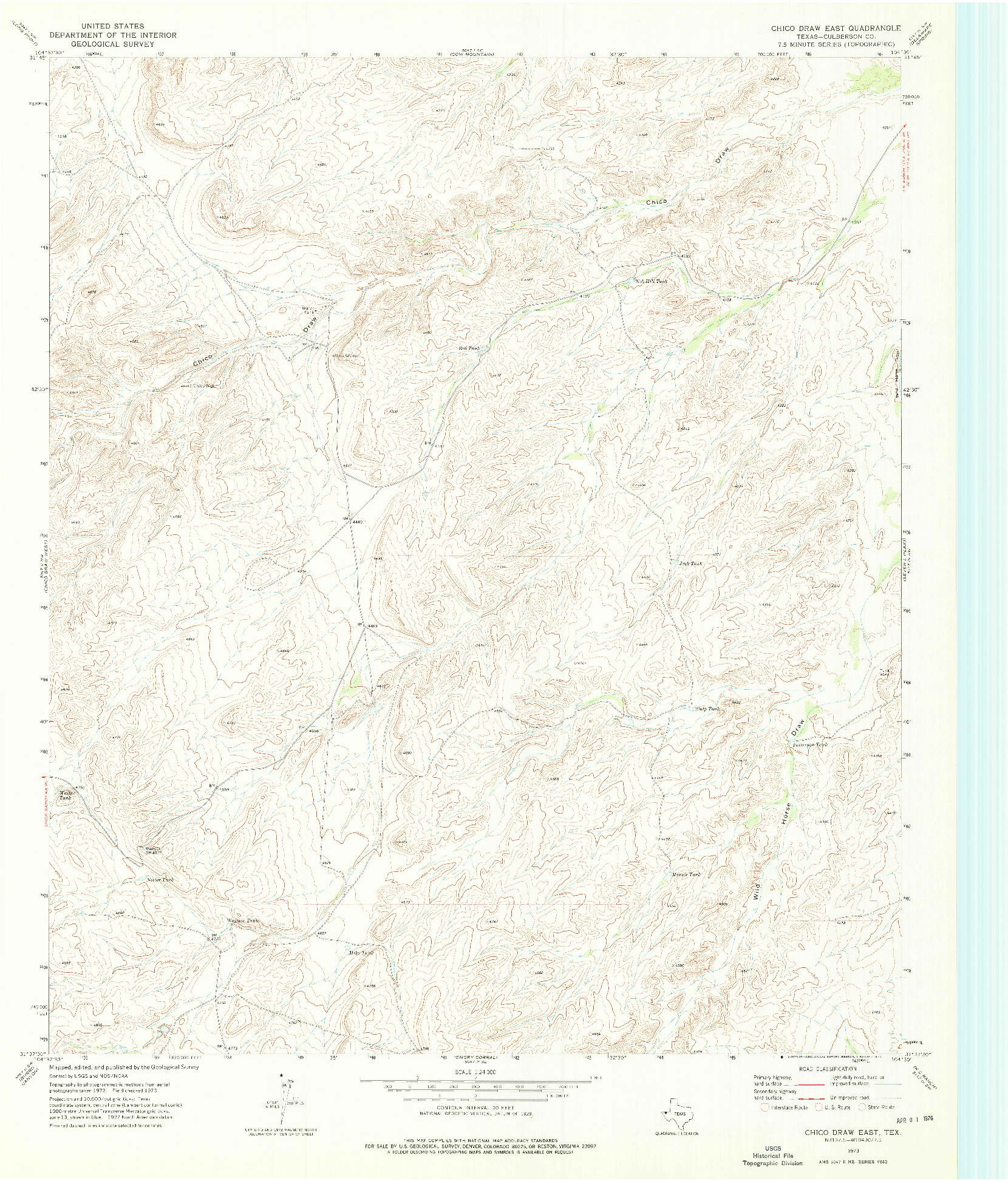 USGS 1:24000-SCALE QUADRANGLE FOR CHICO DRAW EAST, TX 1973