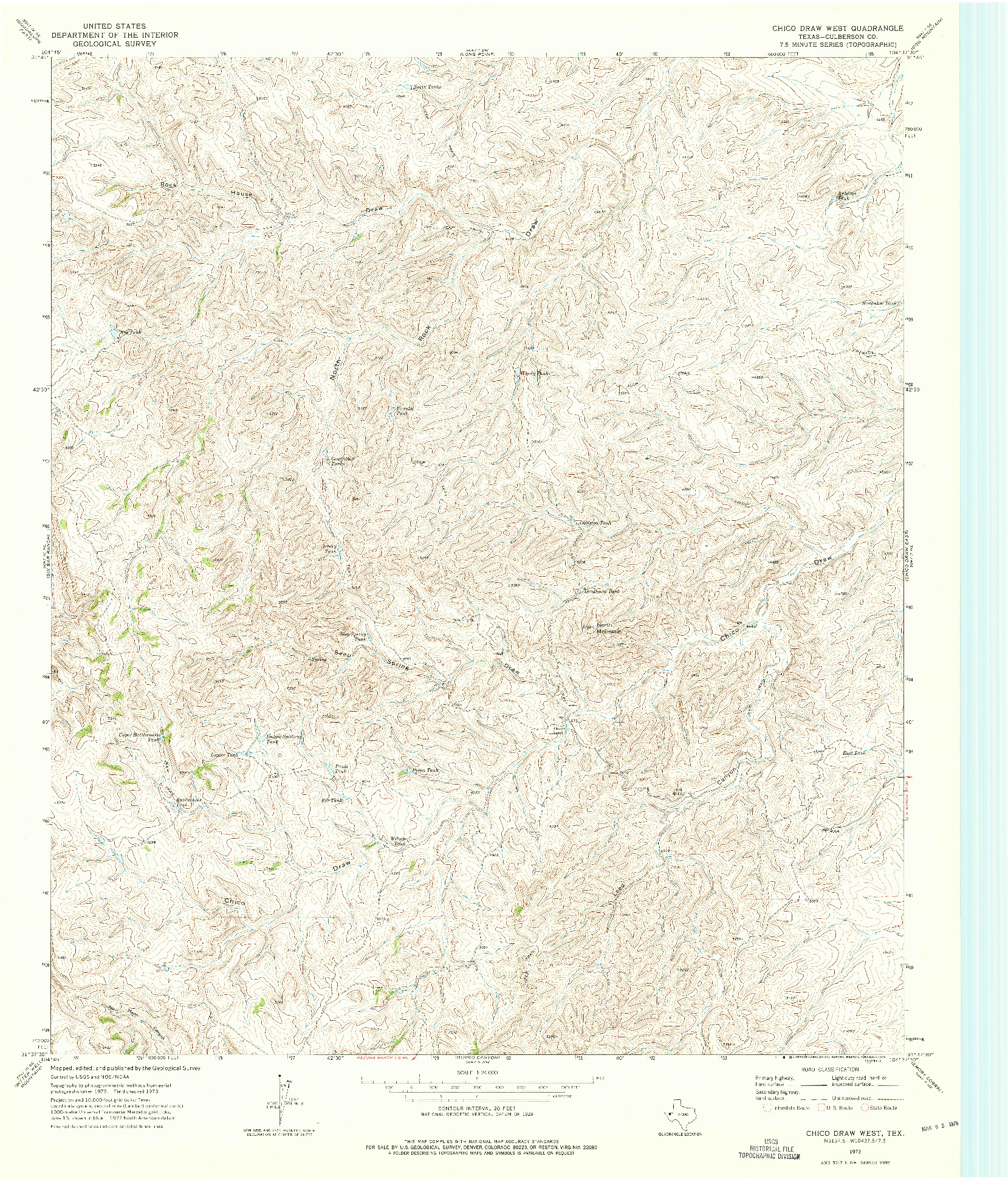USGS 1:24000-SCALE QUADRANGLE FOR CHICO DRAW WEST, TX 1973