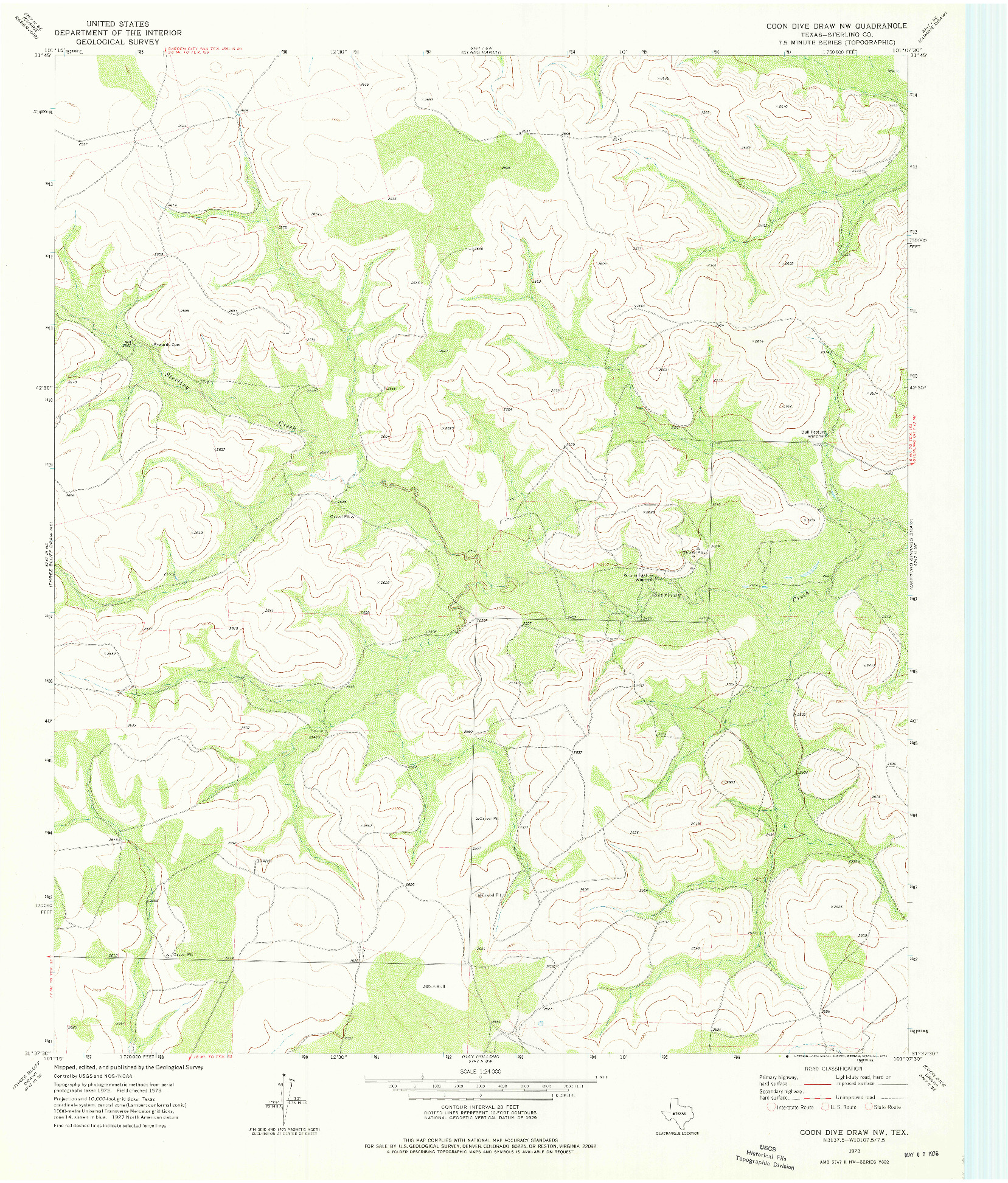 USGS 1:24000-SCALE QUADRANGLE FOR COON DIVE DRAW NW, TX 1973