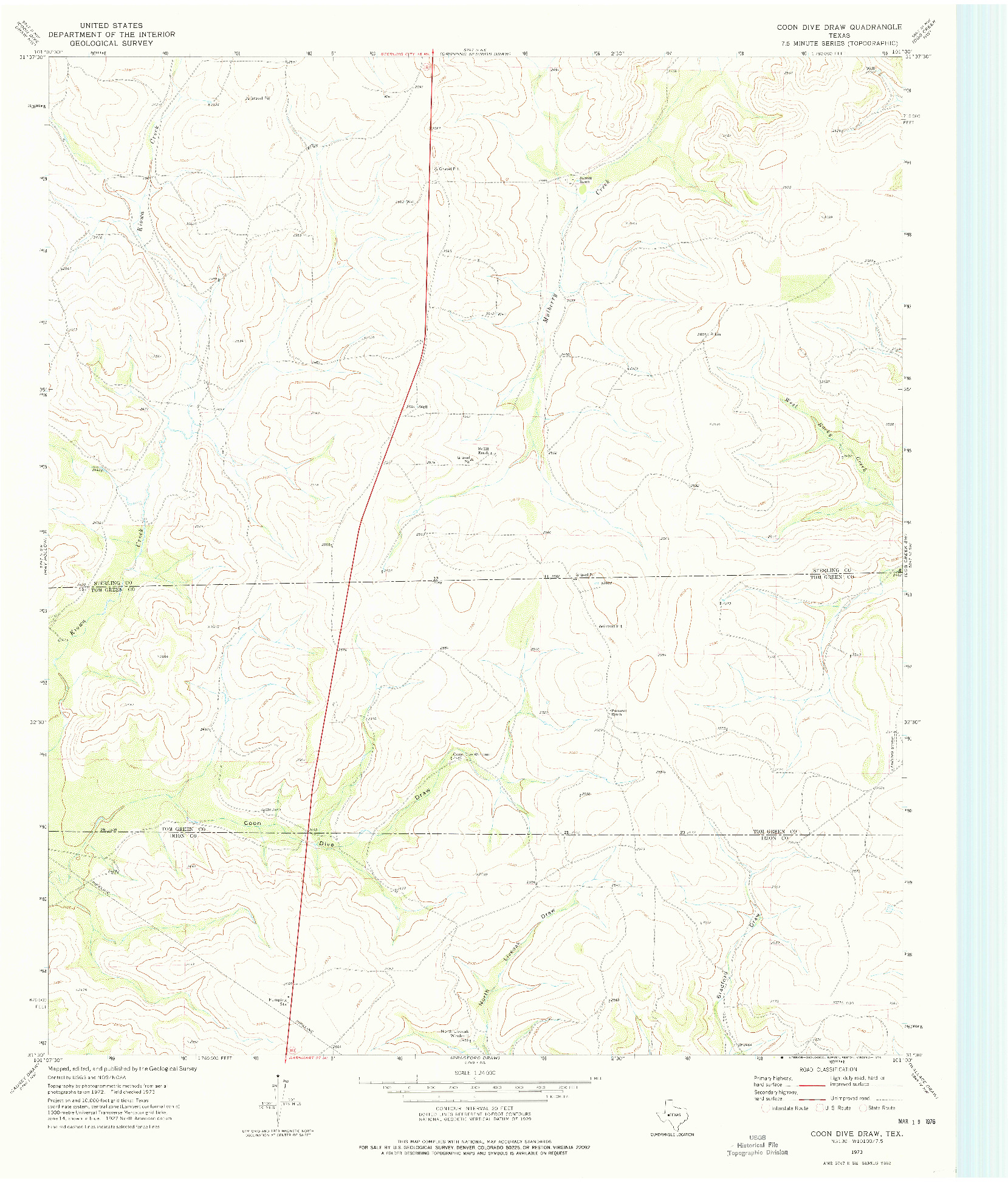 USGS 1:24000-SCALE QUADRANGLE FOR COON DIVE DRAW, TX 1973