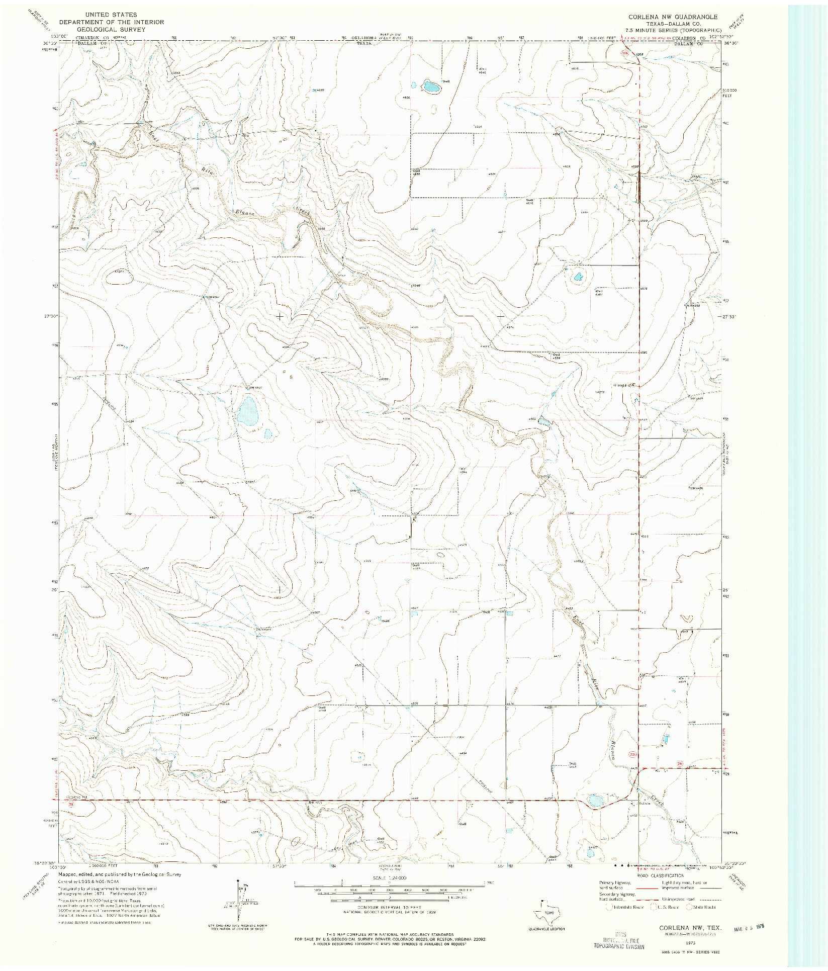 USGS 1:24000-SCALE QUADRANGLE FOR CORLENA NW, TX 1973