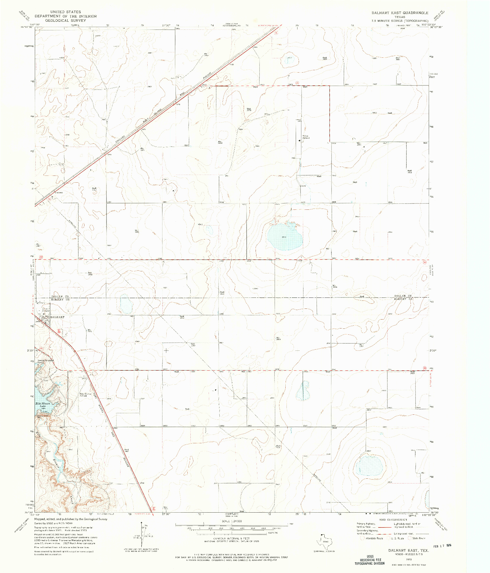 USGS 1:24000-SCALE QUADRANGLE FOR DALHART EAST, TX 1973