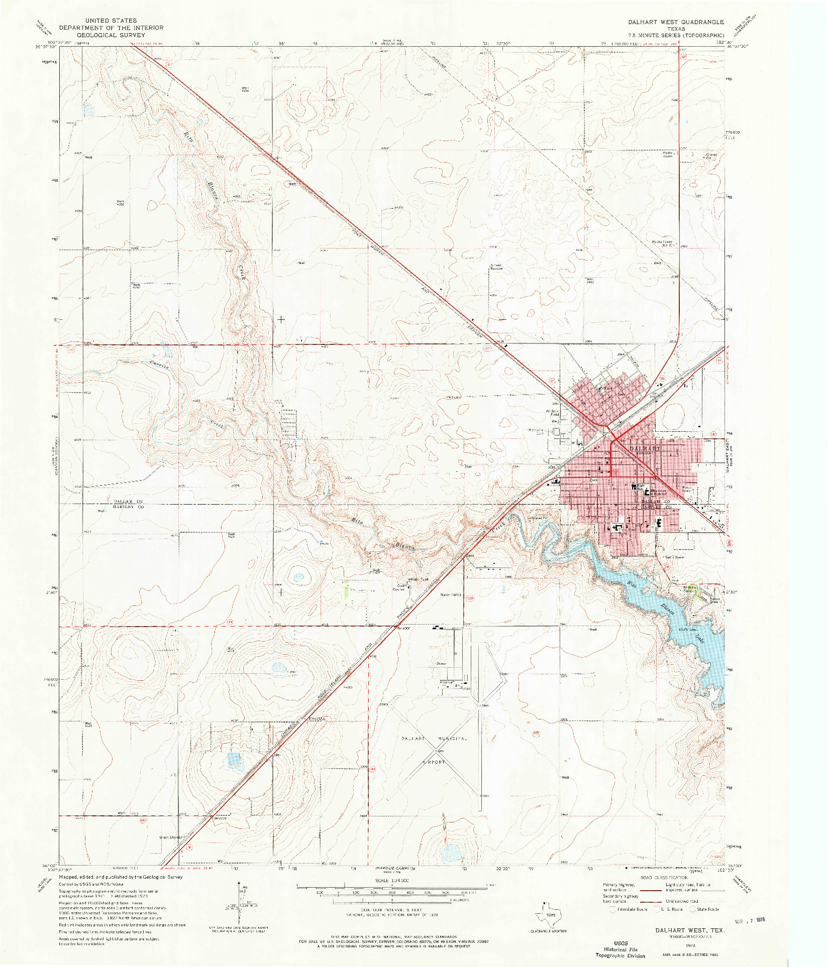 USGS 1:24000-SCALE QUADRANGLE FOR DALHART WEST, TX 1973