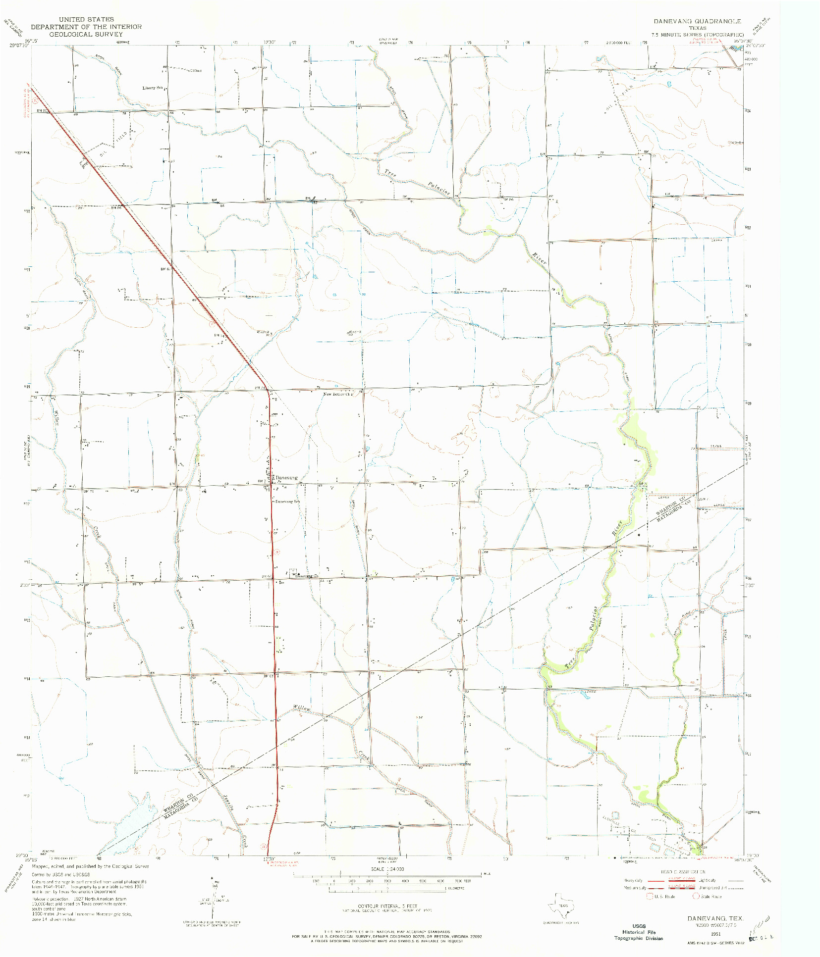 USGS 1:24000-SCALE QUADRANGLE FOR DANEVANG, TX 1951