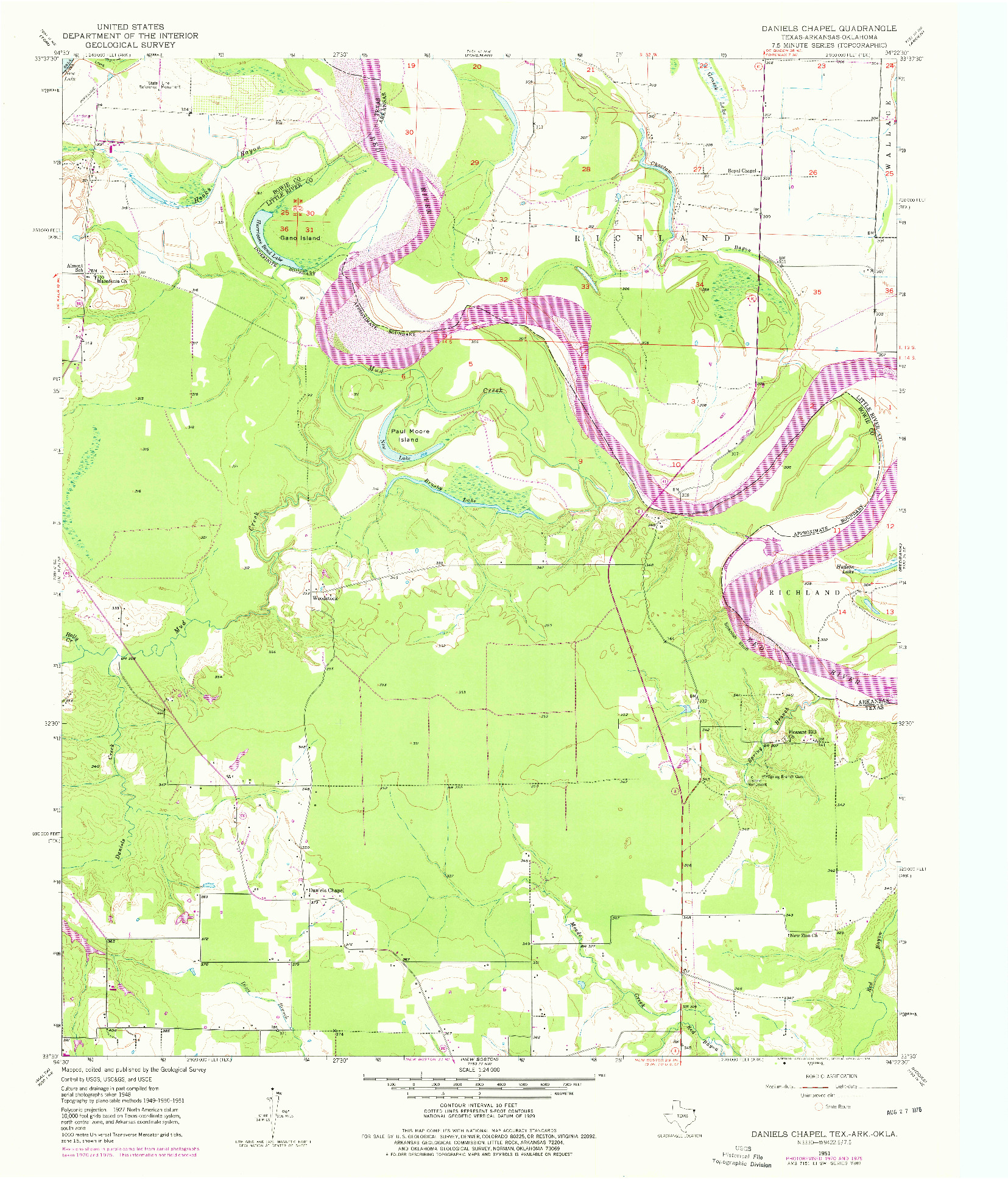 USGS 1:24000-SCALE QUADRANGLE FOR DANIELS CHAPEL, TX 1951