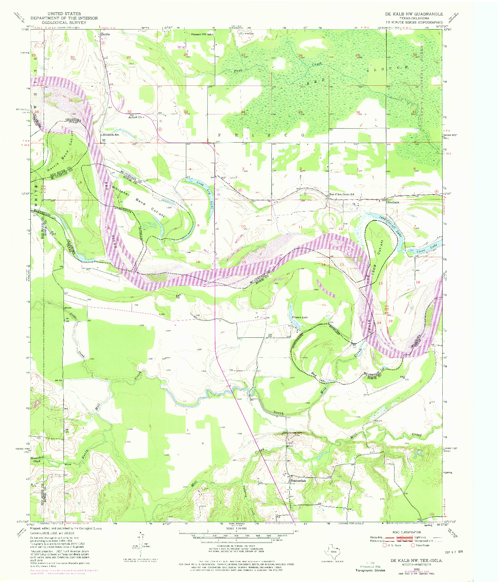 USGS 1:24000-SCALE QUADRANGLE FOR DE KALB NW, TX 1950