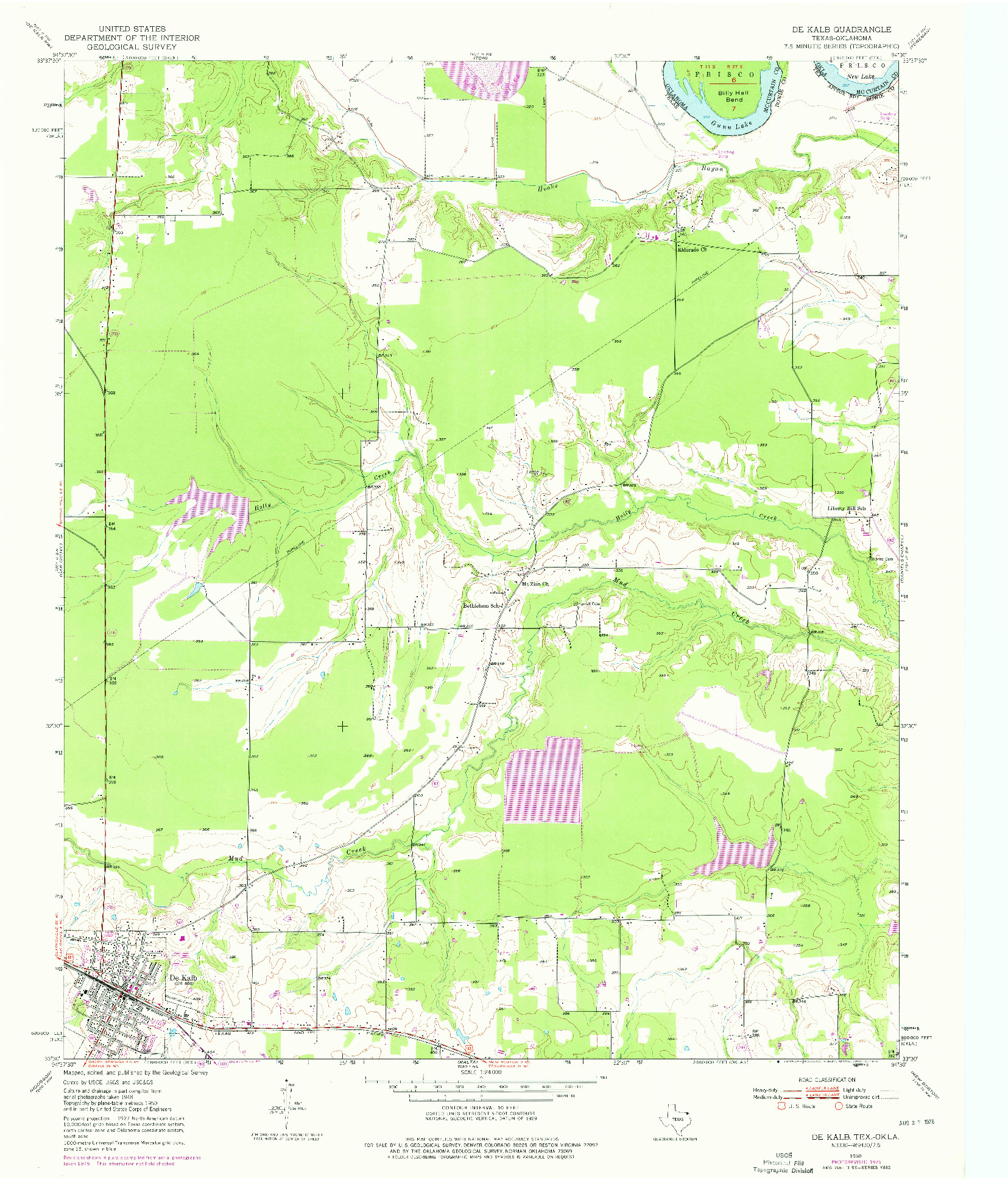 USGS 1:24000-SCALE QUADRANGLE FOR DE KALB, TX 1950