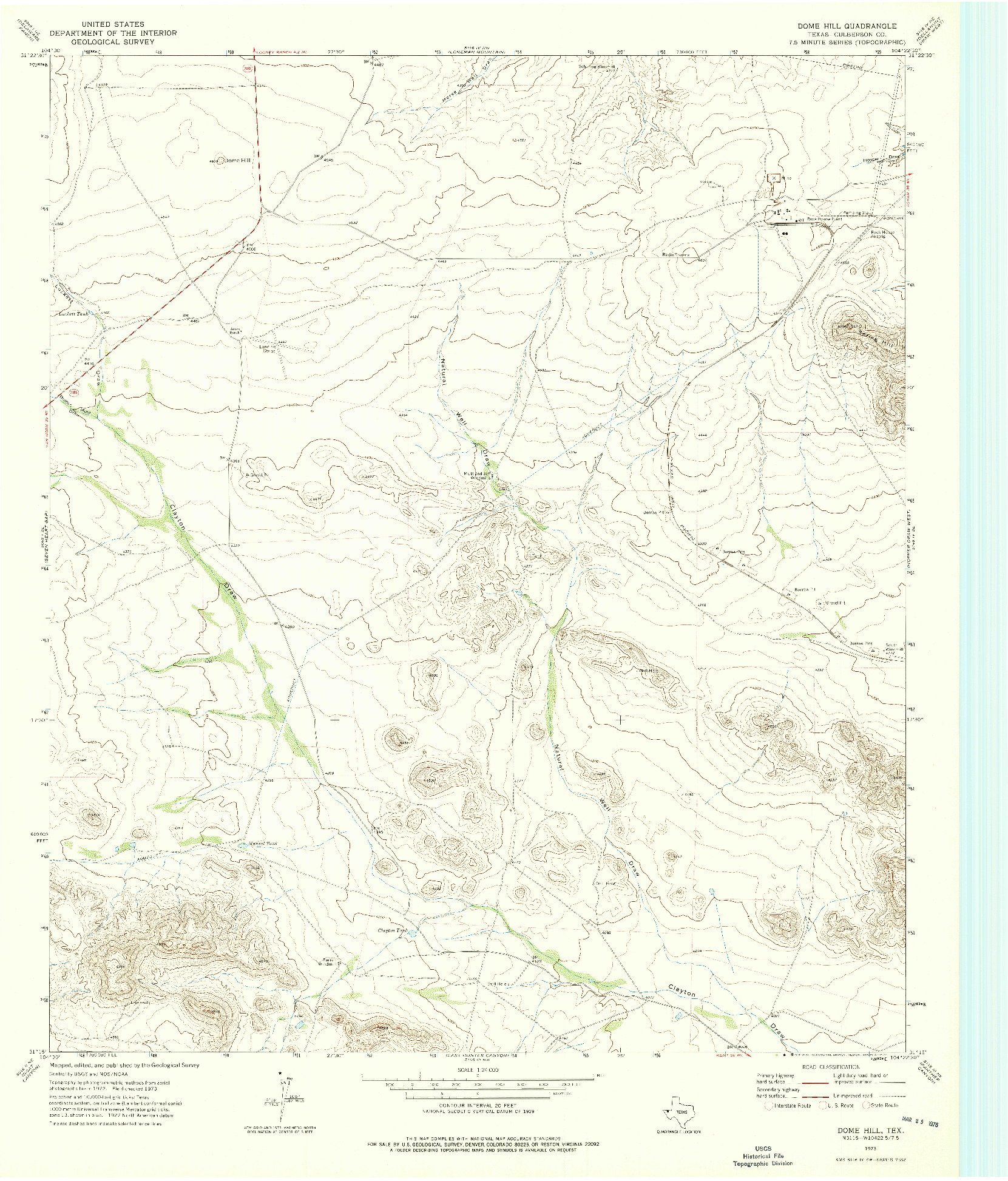 USGS 1:24000-SCALE QUADRANGLE FOR DOME HILL, TX 1973
