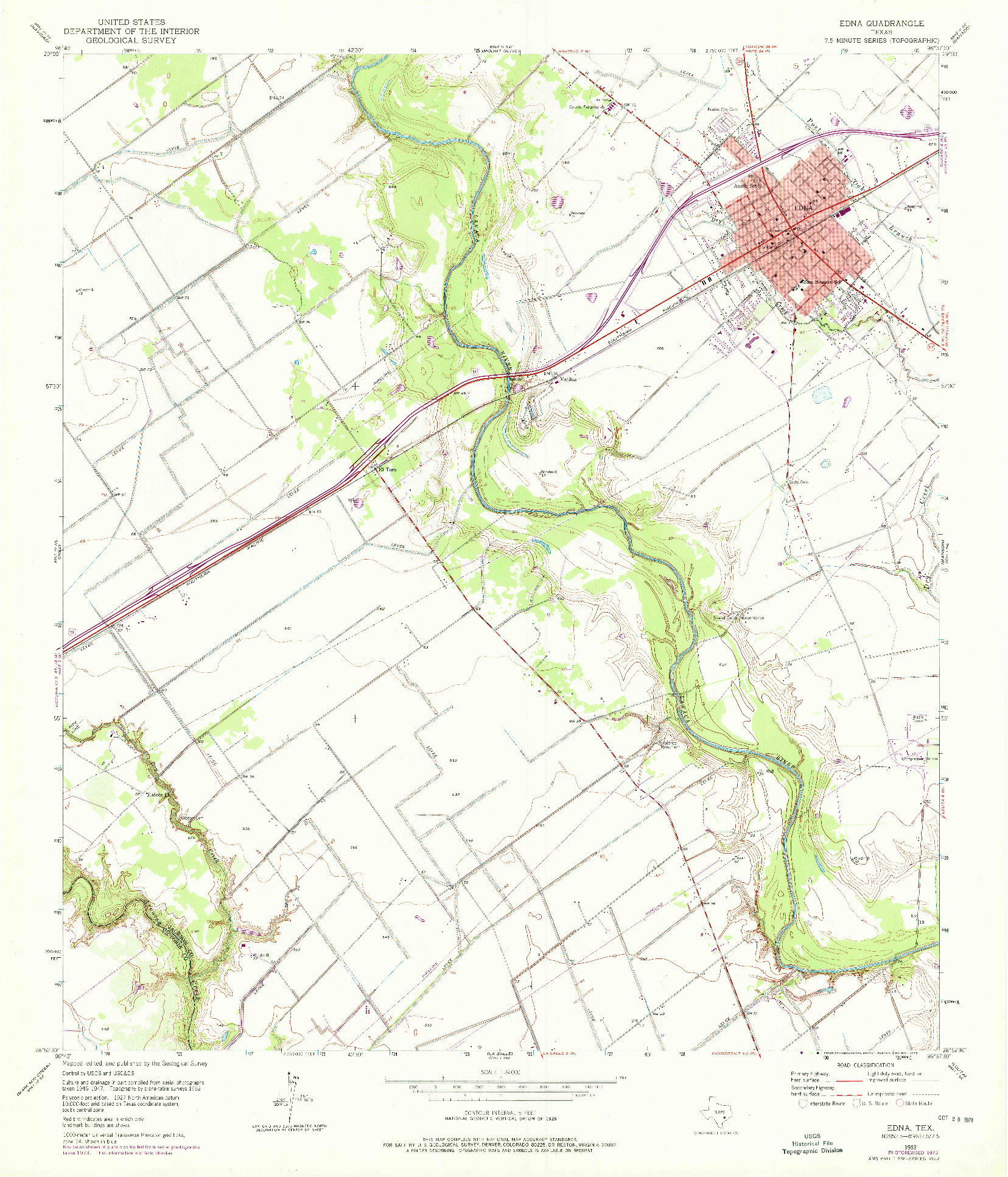 USGS 1:24000-SCALE QUADRANGLE FOR EDNA, TX 1952