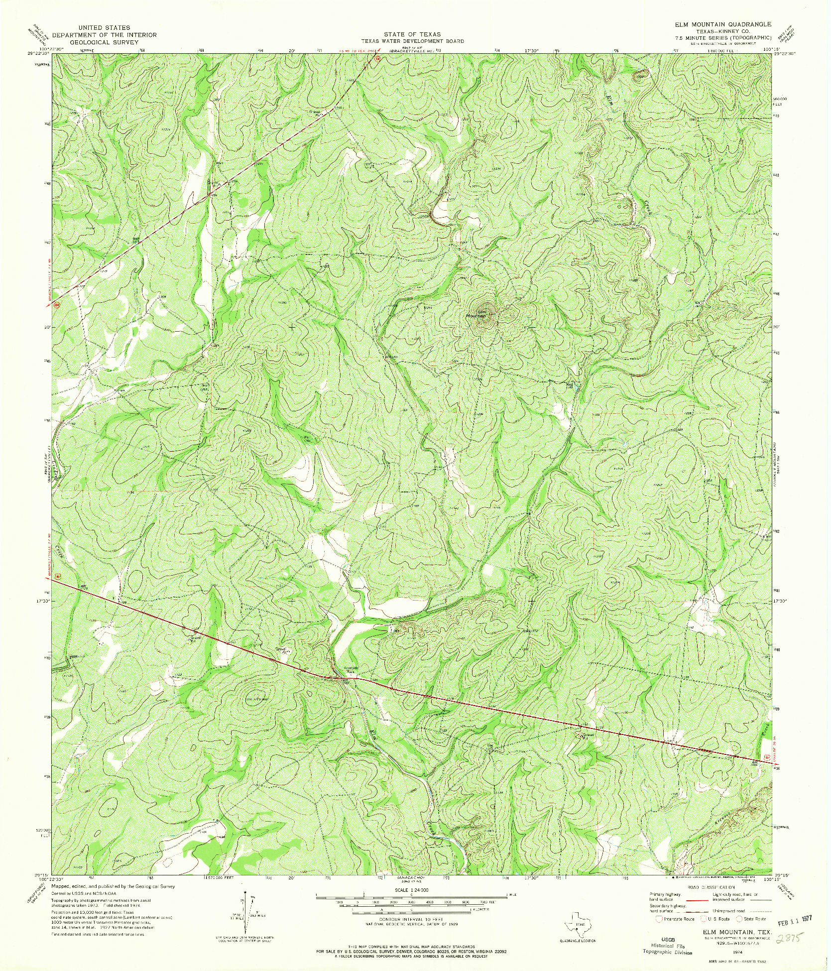 USGS 1:24000-SCALE QUADRANGLE FOR ELM MOUNTAIN, TX 1974