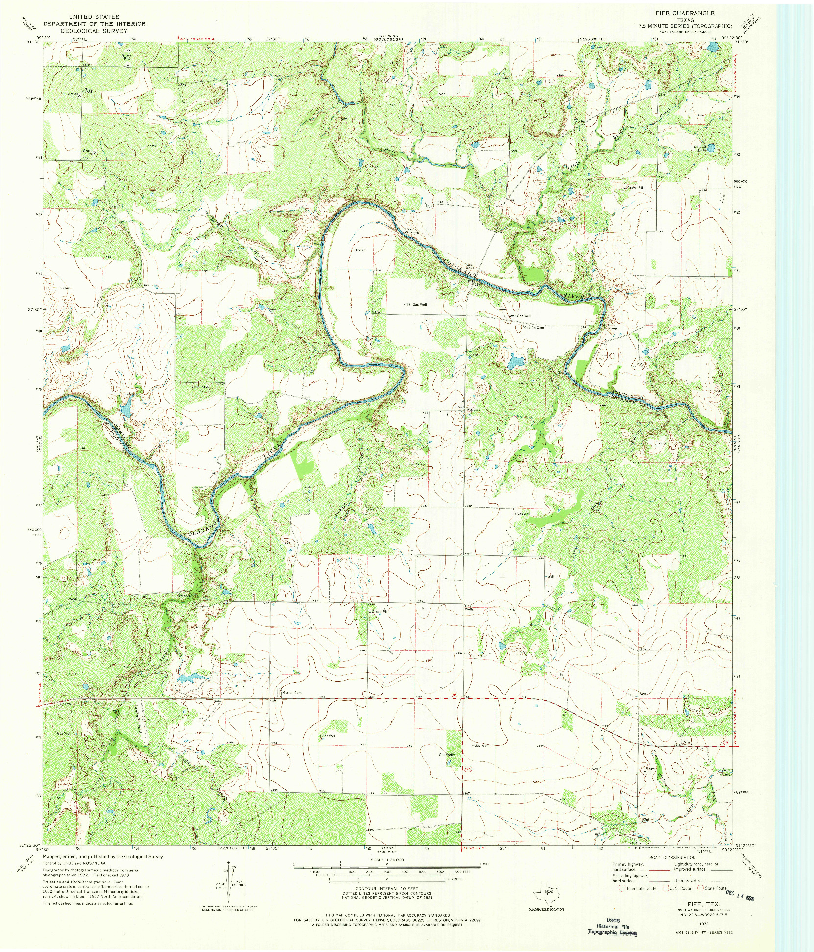 USGS 1:24000-SCALE QUADRANGLE FOR FIFE, TX 1973