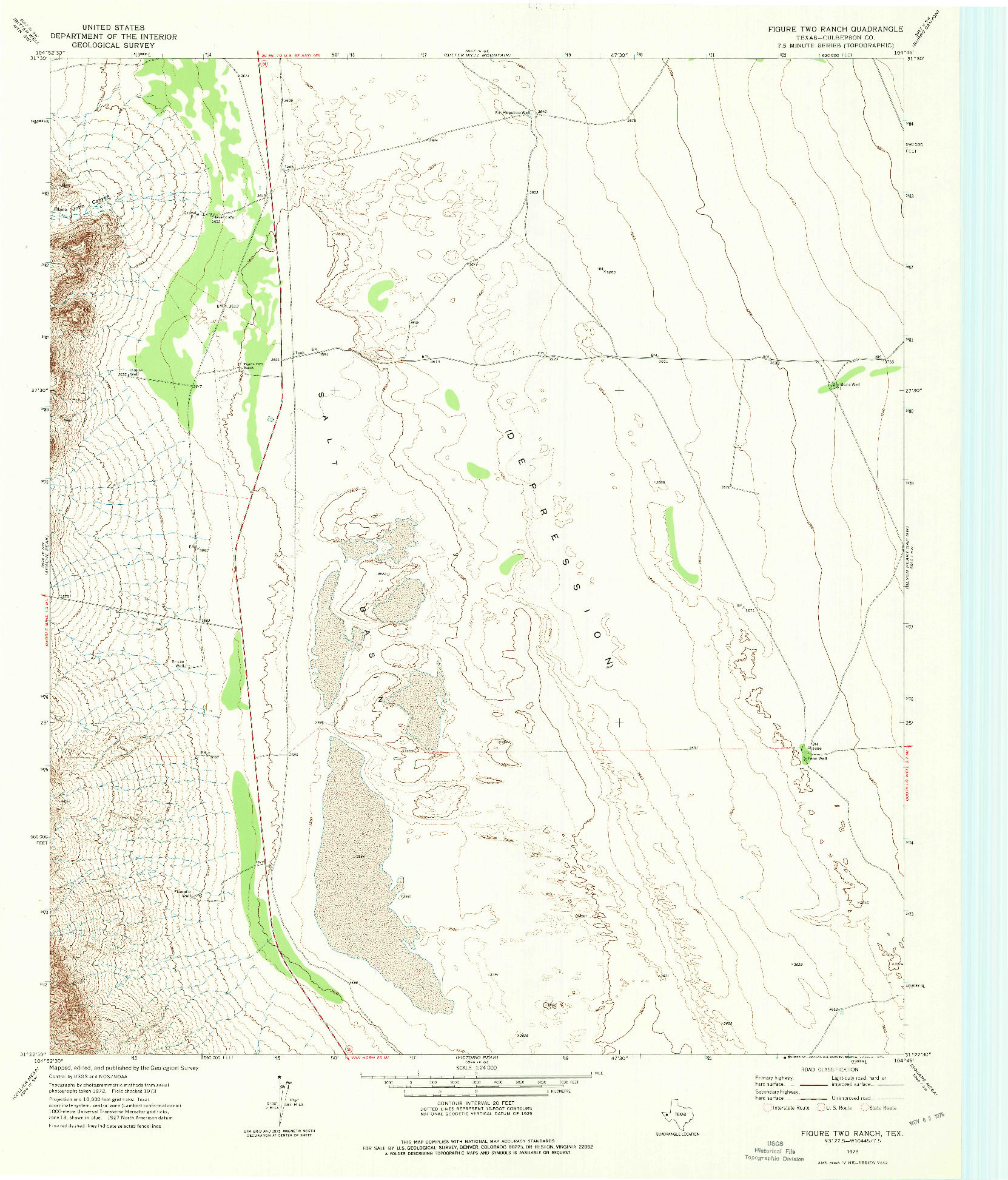 USGS 1:24000-SCALE QUADRANGLE FOR FIGURE TWO RANCH, TX 1973