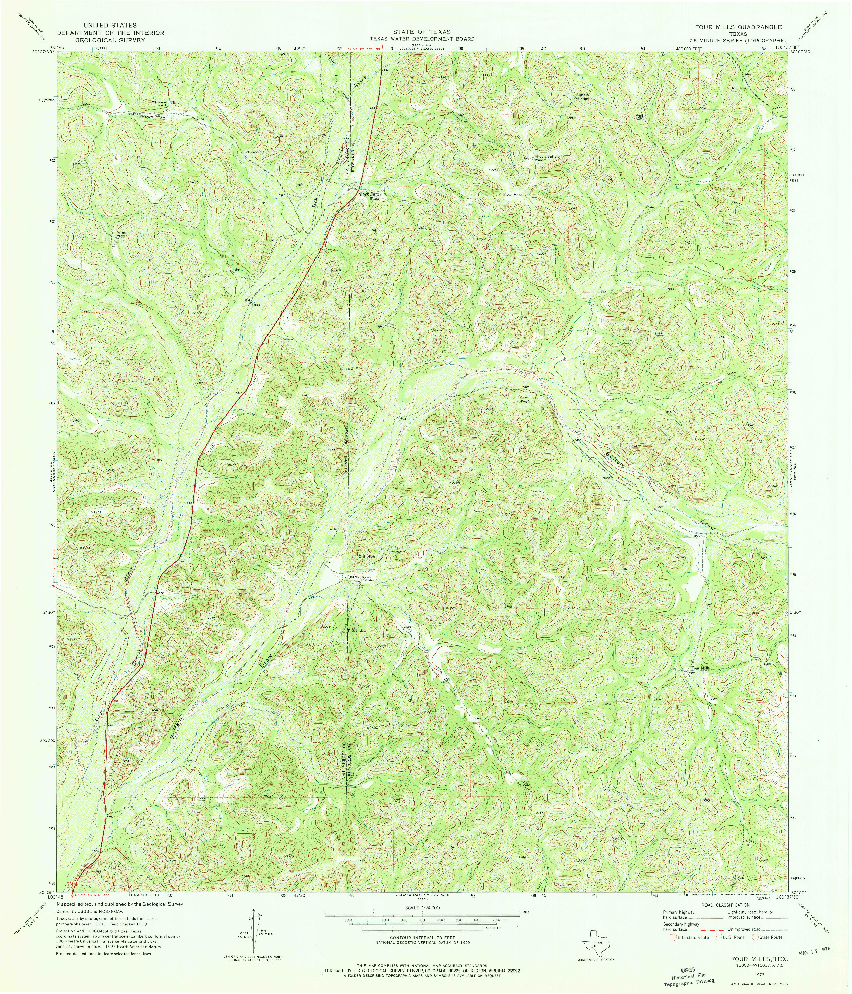 USGS 1:24000-SCALE QUADRANGLE FOR FOUR MILLS, TX 1973