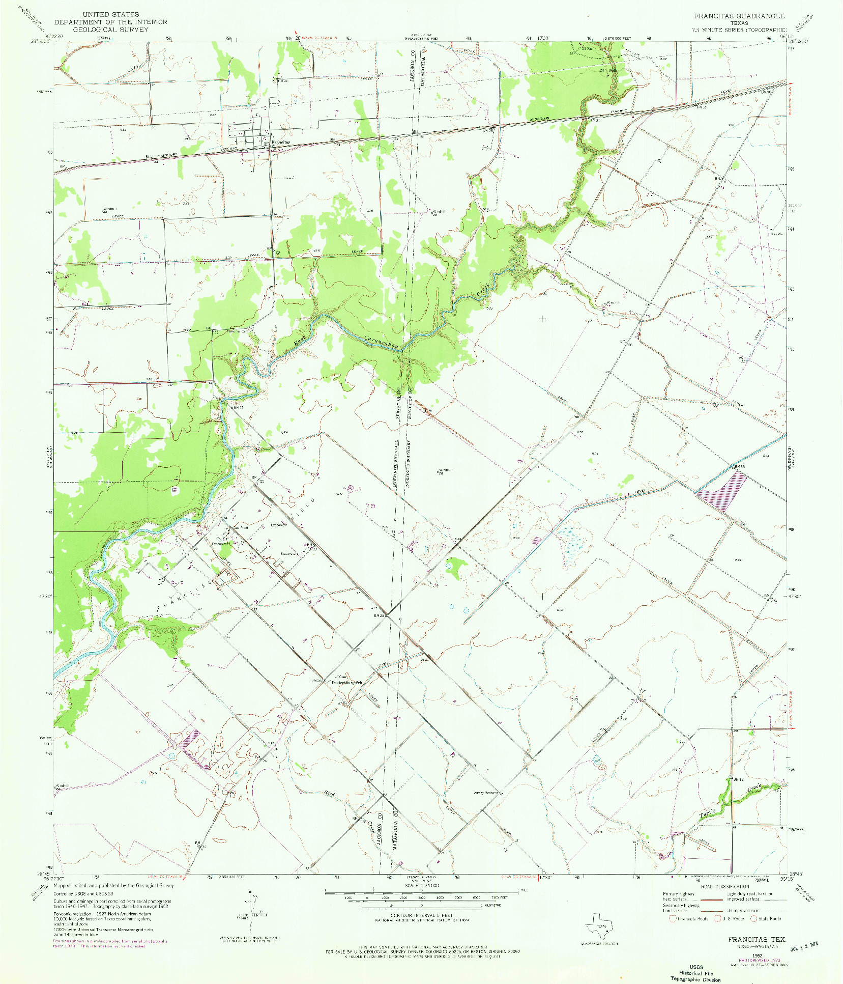 USGS 1:24000-SCALE QUADRANGLE FOR FRANCITAS, TX 1952