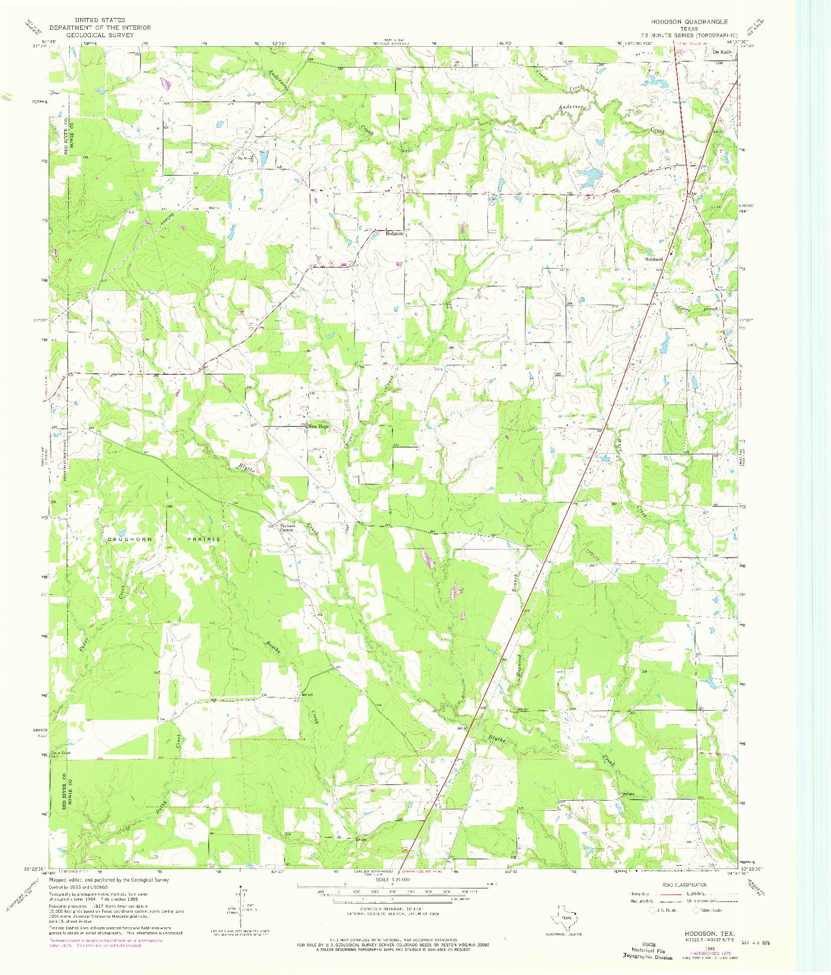 USGS 1:24000-SCALE QUADRANGLE FOR HODGSON, TX 1965