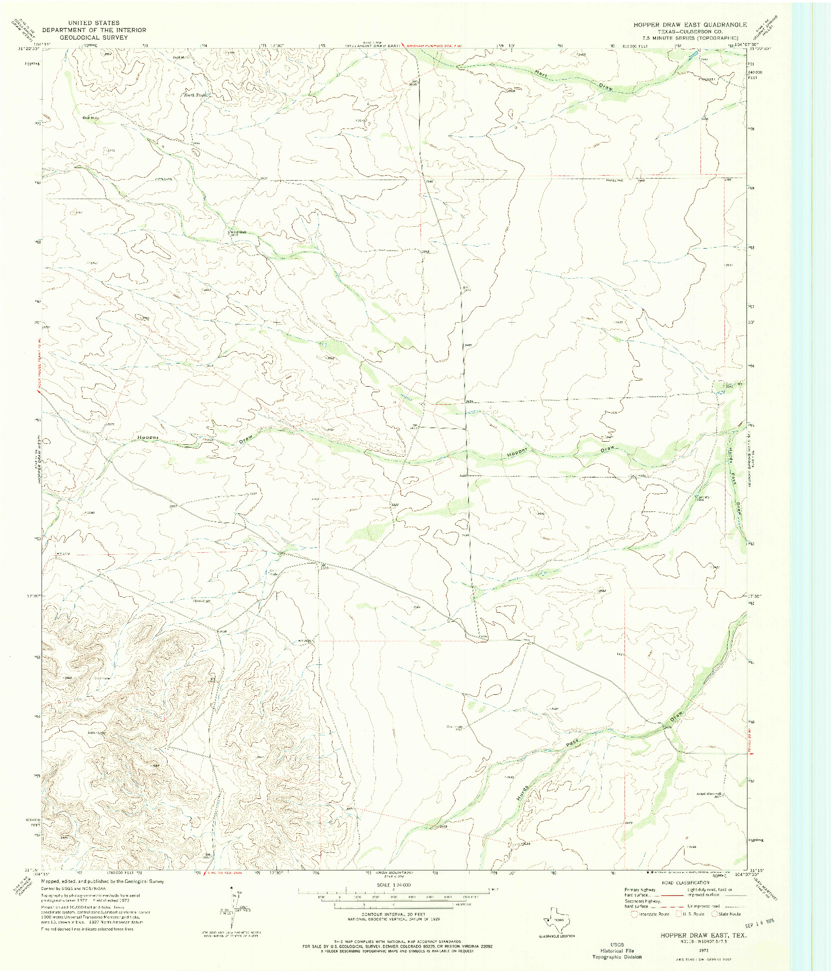 USGS 1:24000-SCALE QUADRANGLE FOR HOPPER DRAW EAST, TX 1973